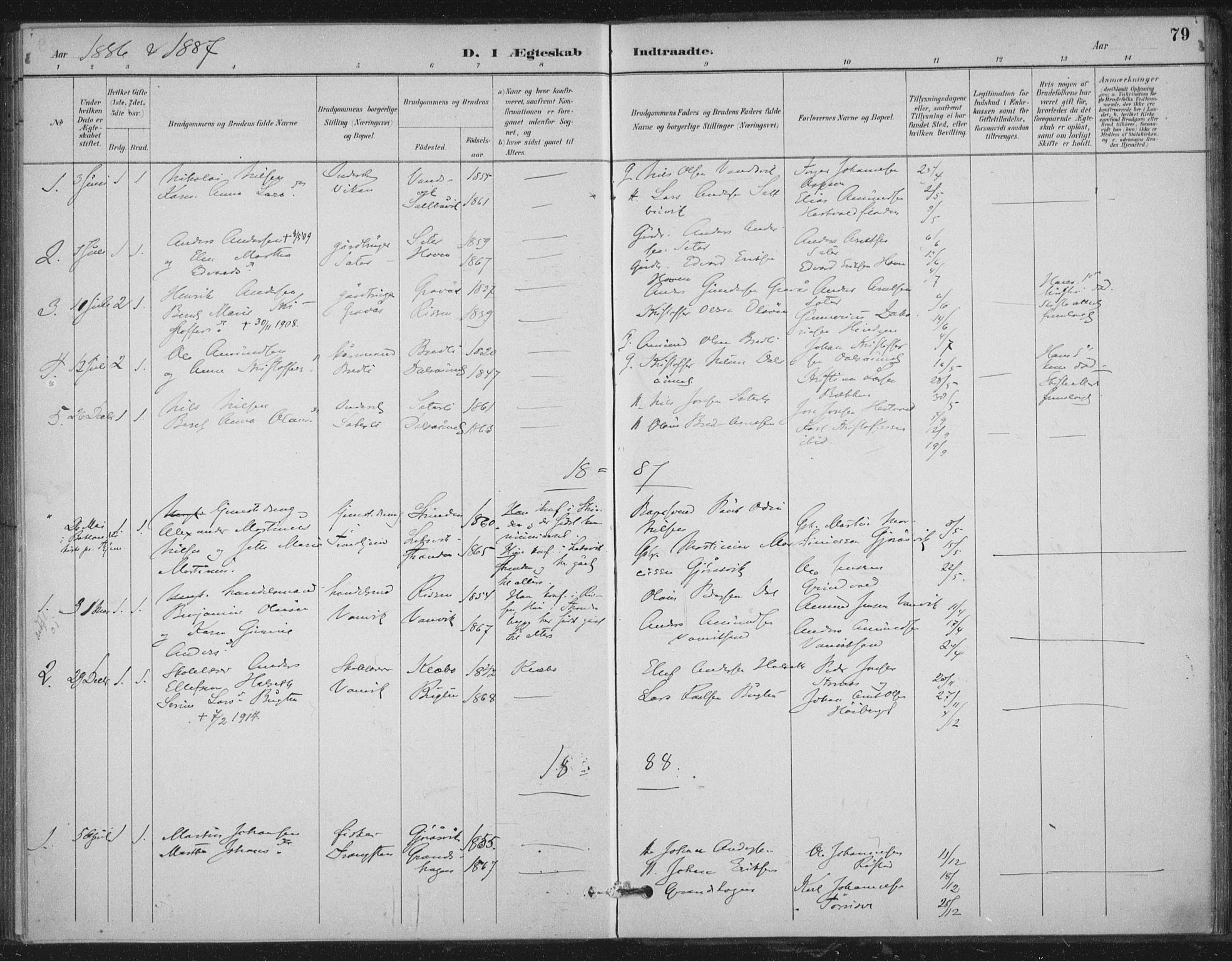 Ministerialprotokoller, klokkerbøker og fødselsregistre - Nord-Trøndelag, SAT/A-1458/702/L0023: Parish register (official) no. 702A01, 1883-1897, p. 79