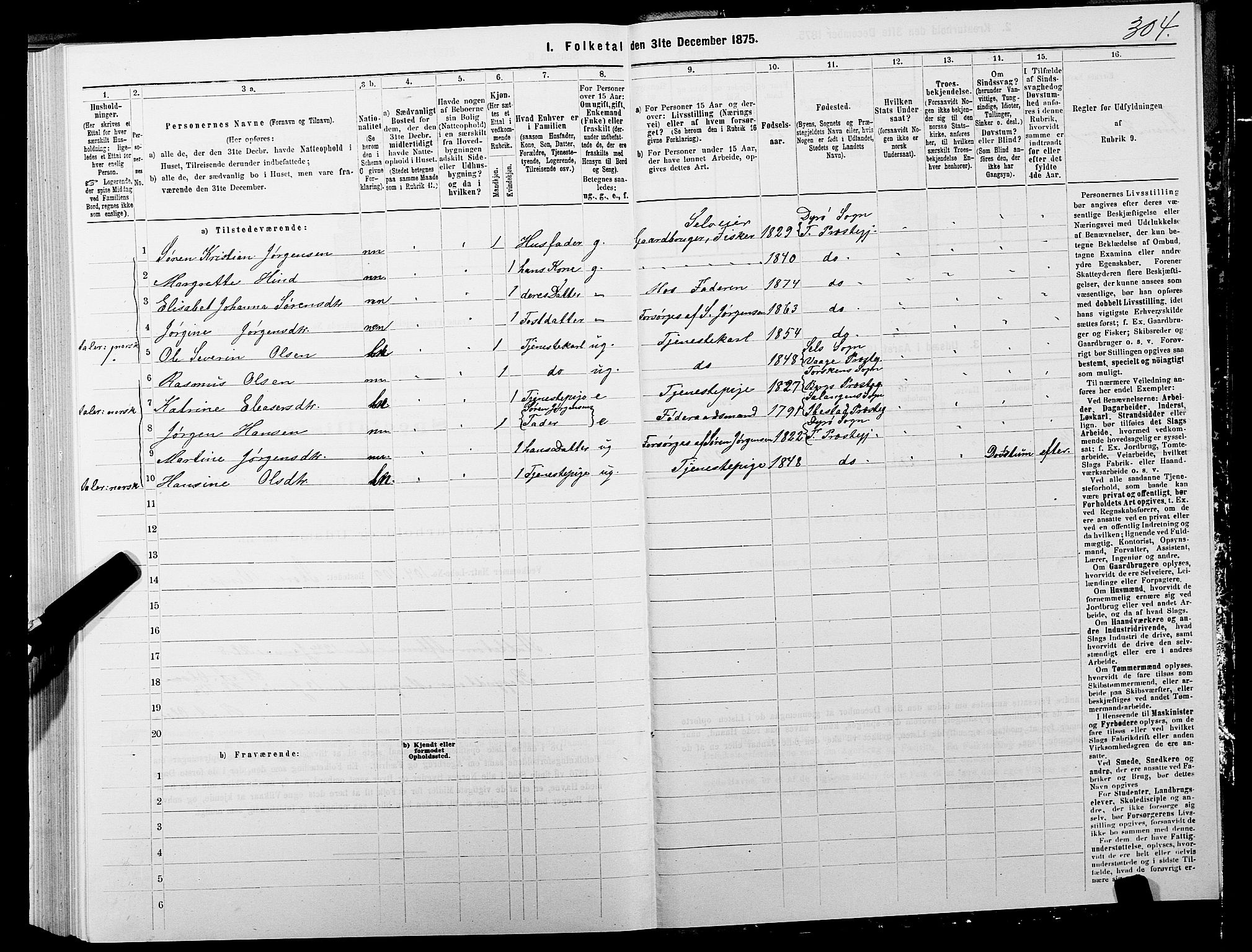 SATØ, 1875 census for 1927P Tranøy, 1875, p. 3304