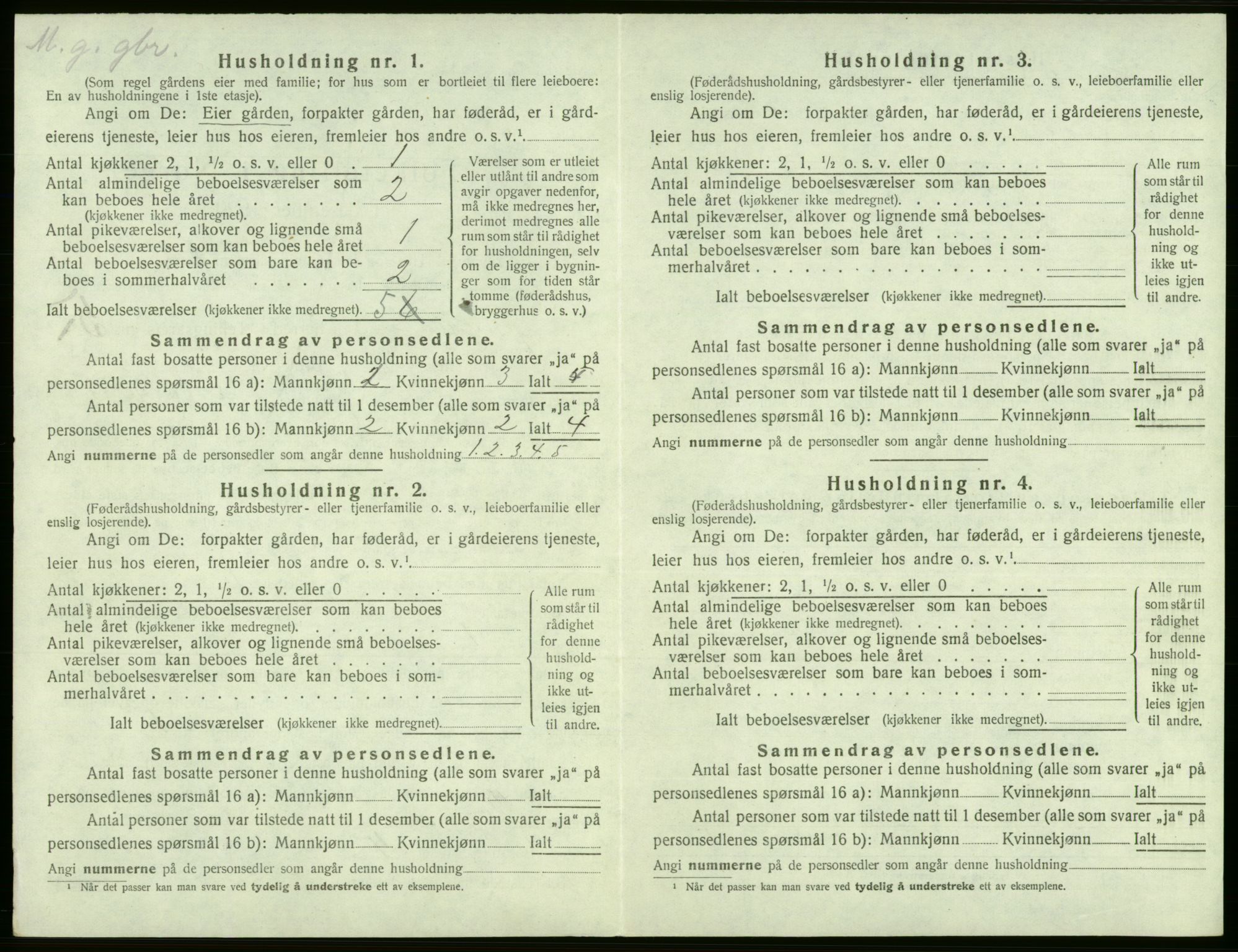 SAB, 1920 census for Jondal, 1920, p. 352