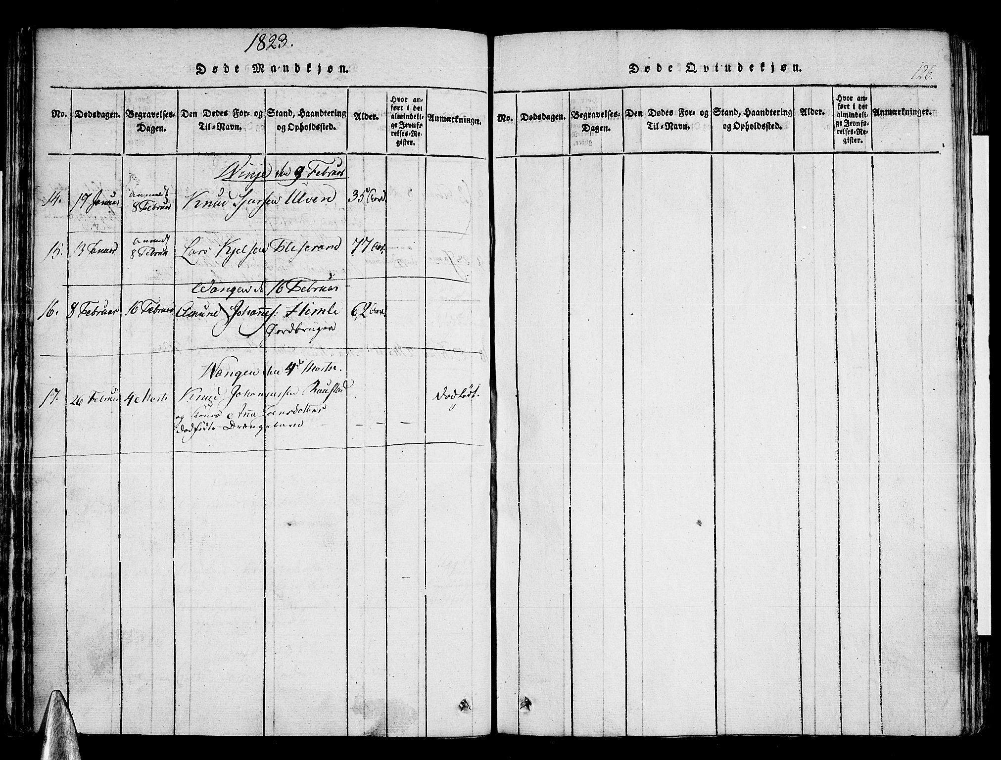 Voss sokneprestembete, SAB/A-79001/H/Haa: Parish register (official) no. A 11, 1816-1827, p. 126