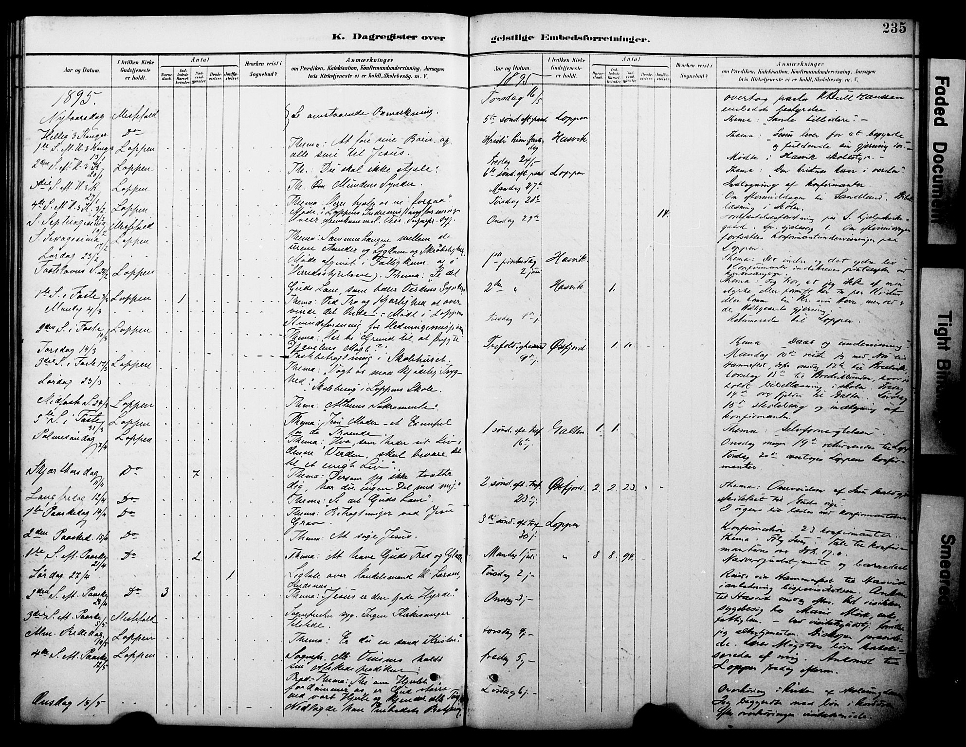 Loppa sokneprestkontor, SATØ/S-1339/H/Ha/L0008kirke: Parish register (official) no. 8, 1889-1907, p. 235