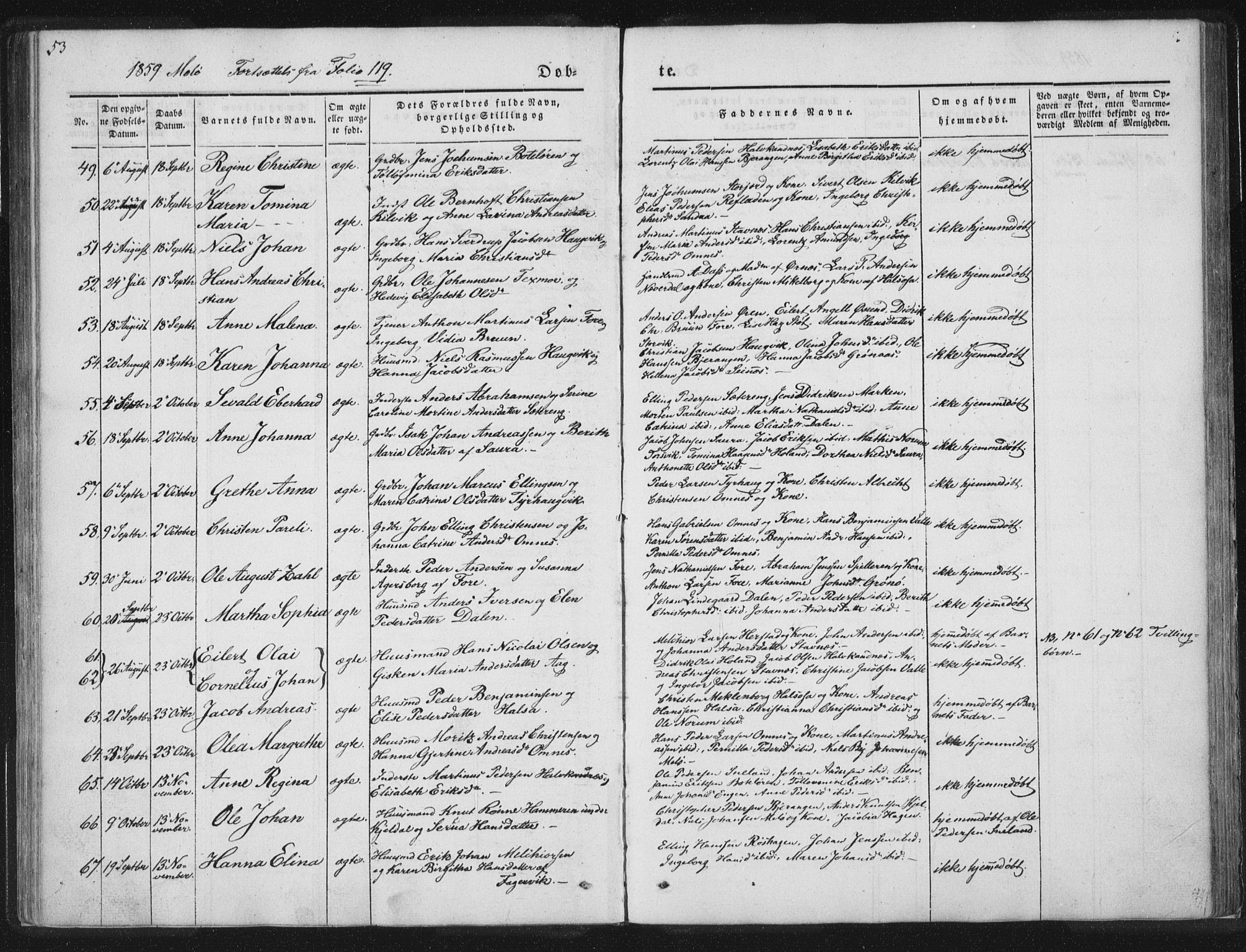 Ministerialprotokoller, klokkerbøker og fødselsregistre - Nordland, SAT/A-1459/841/L0602: Parish register (official) no. 841A08 /2, 1845-1859, p. 53