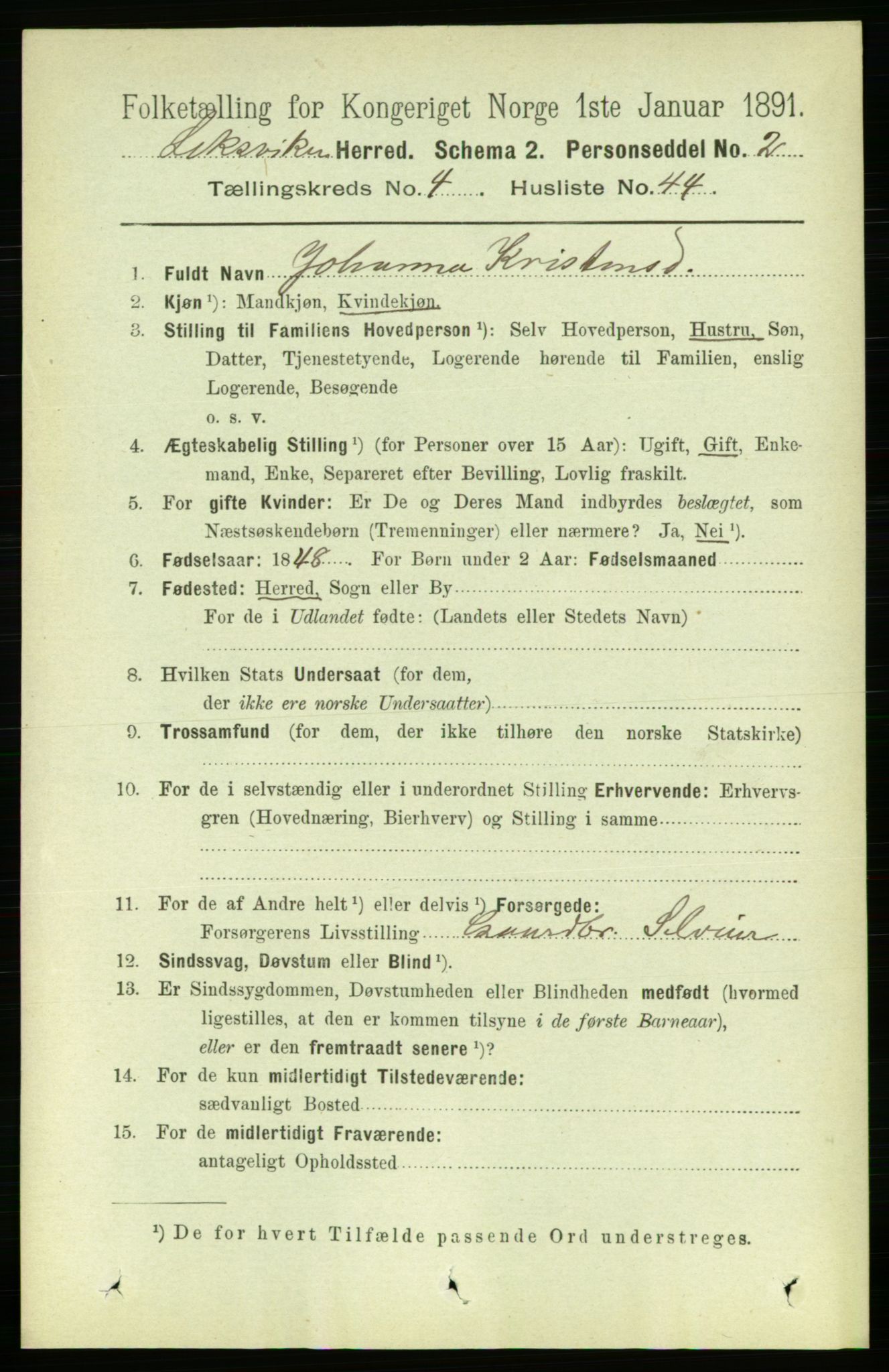 RA, 1891 census for 1718 Leksvik, 1891, p. 2182