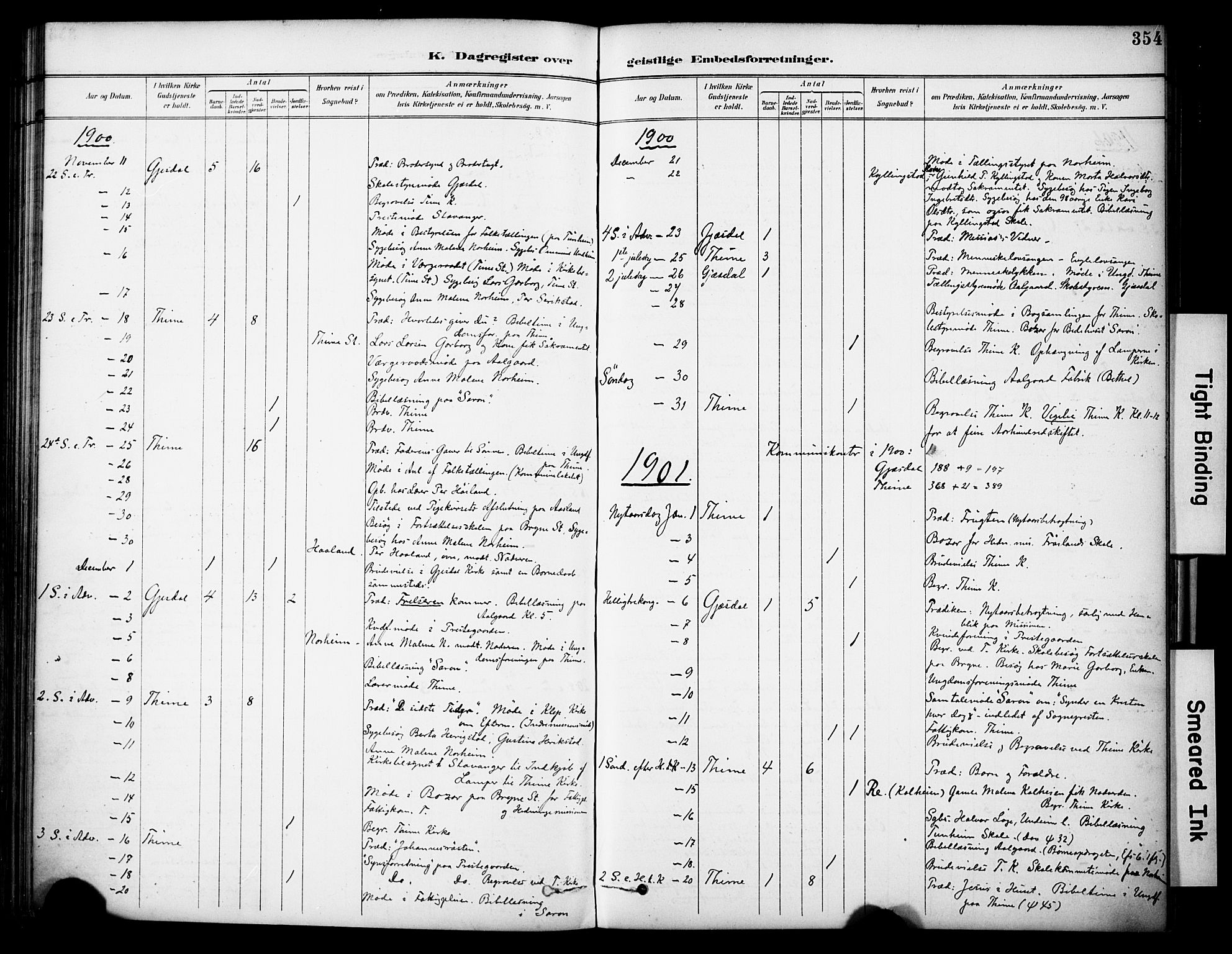 Lye sokneprestkontor, SAST/A-101794/001/30BA/L0011: Parish register (official) no. A 9, 1893-1903, p. 354