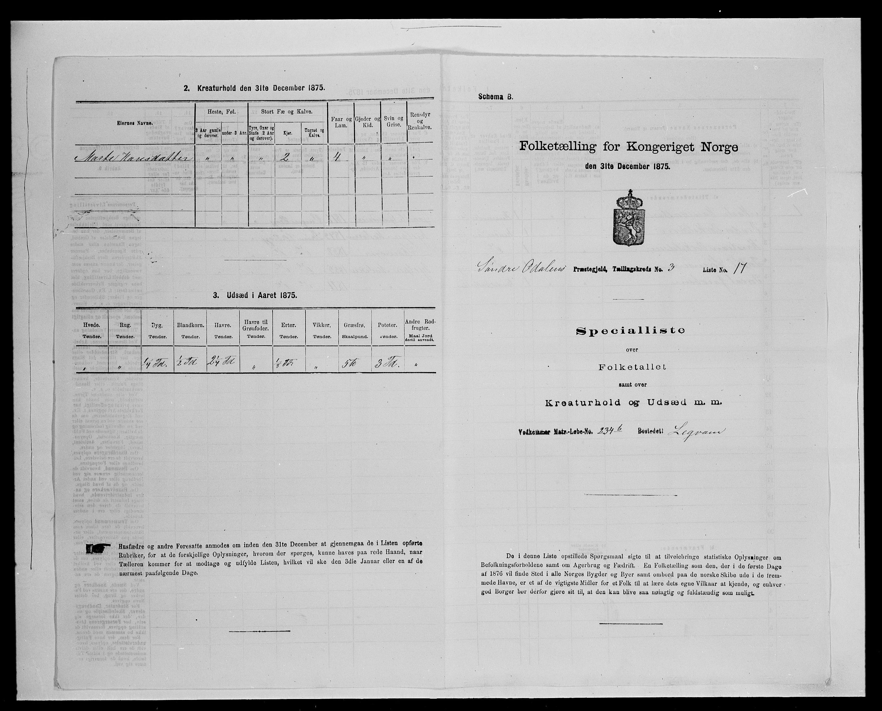 SAH, 1875 census for 0419P Sør-Odal, 1875, p. 414