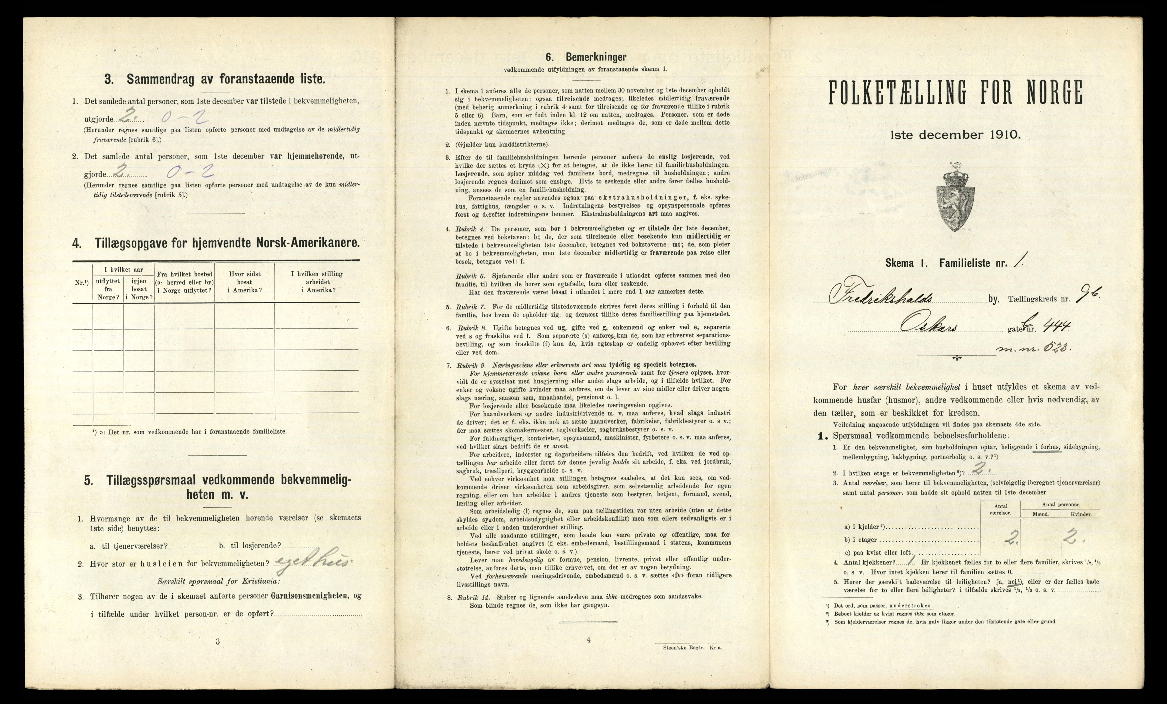 RA, 1910 census for Fredrikshald, 1910, p. 3172