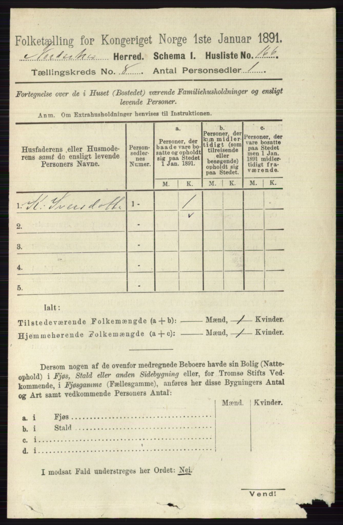 RA, 1891 census for 0613 Norderhov, 1891, p. 5556