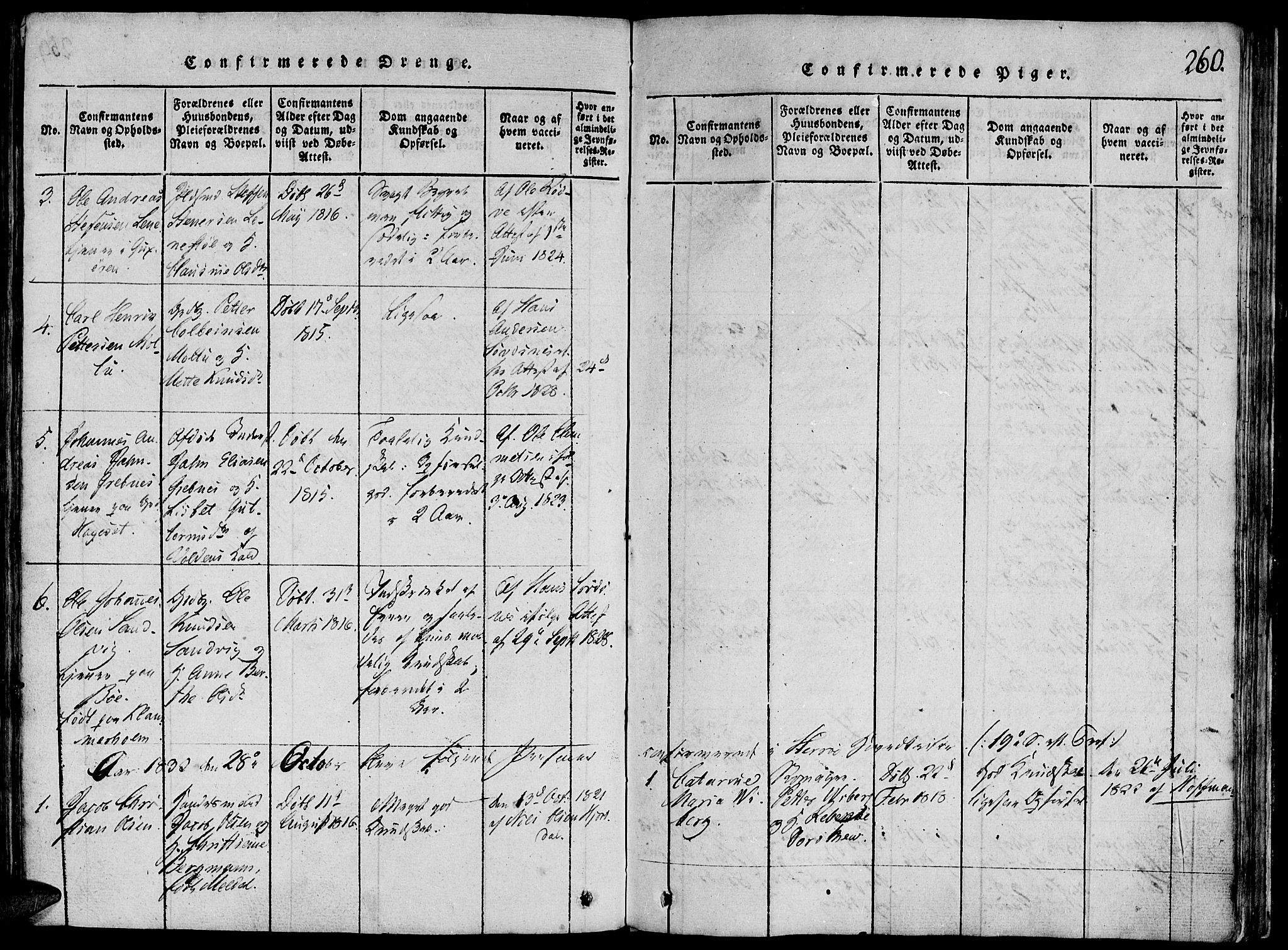 Ministerialprotokoller, klokkerbøker og fødselsregistre - Møre og Romsdal, AV/SAT-A-1454/507/L0069: Parish register (official) no. 507A04, 1816-1841, p. 260