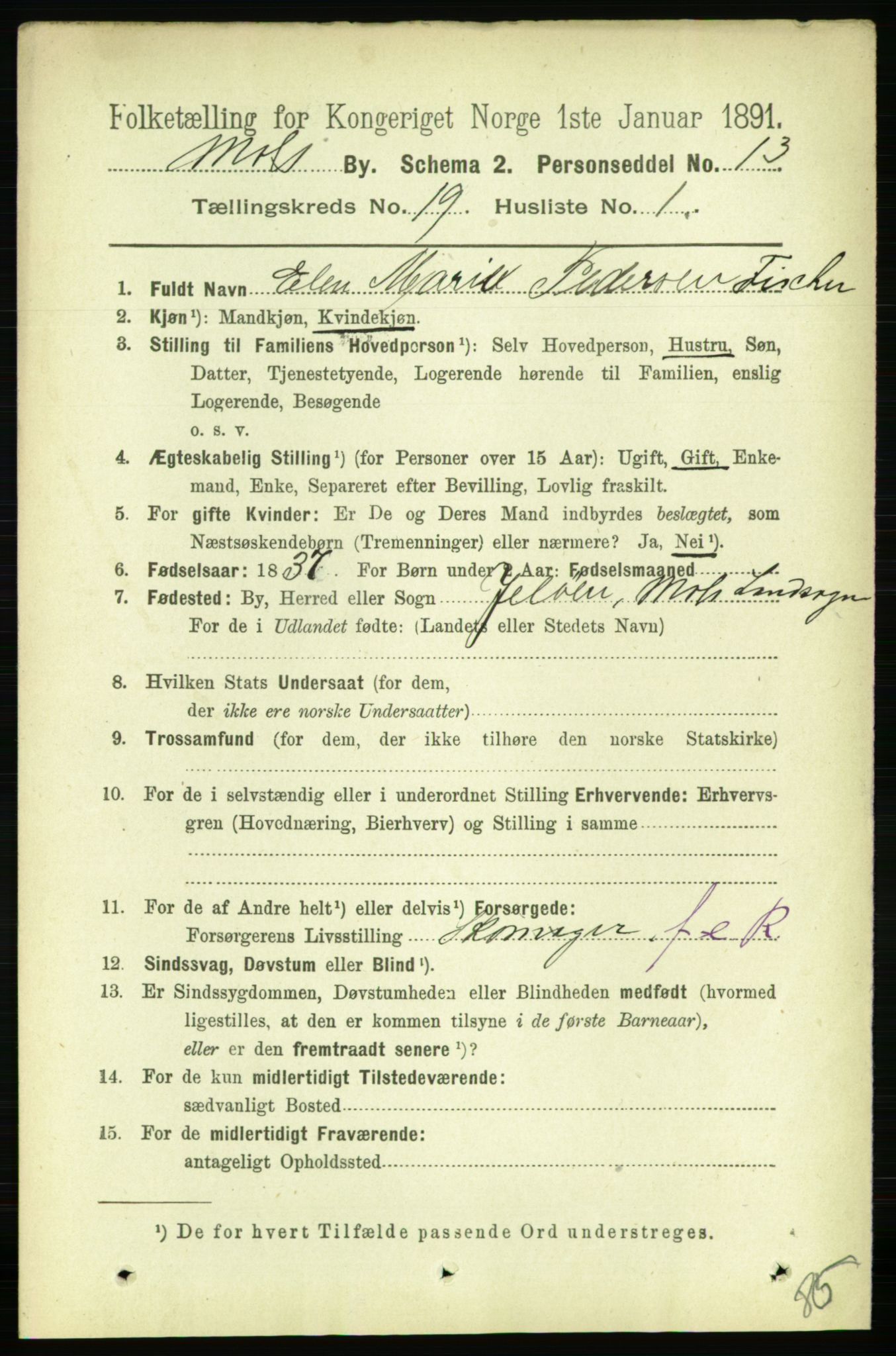 RA, 1891 census for 0104 Moss, 1891, p. 8583