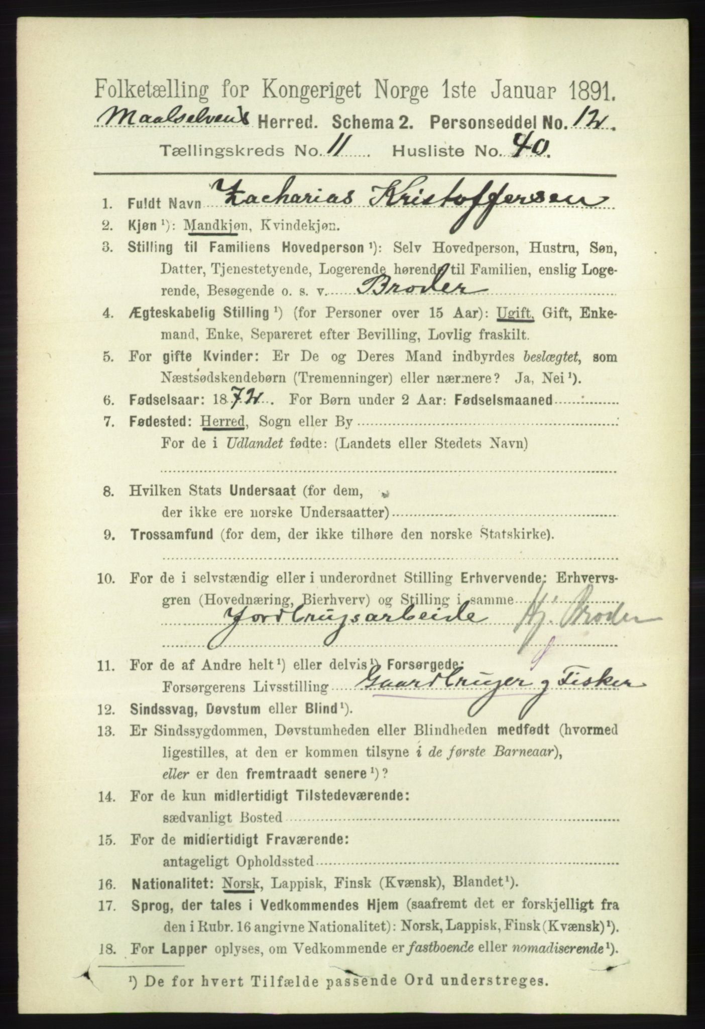 RA, 1891 census for 1924 Målselv, 1891, p. 3552