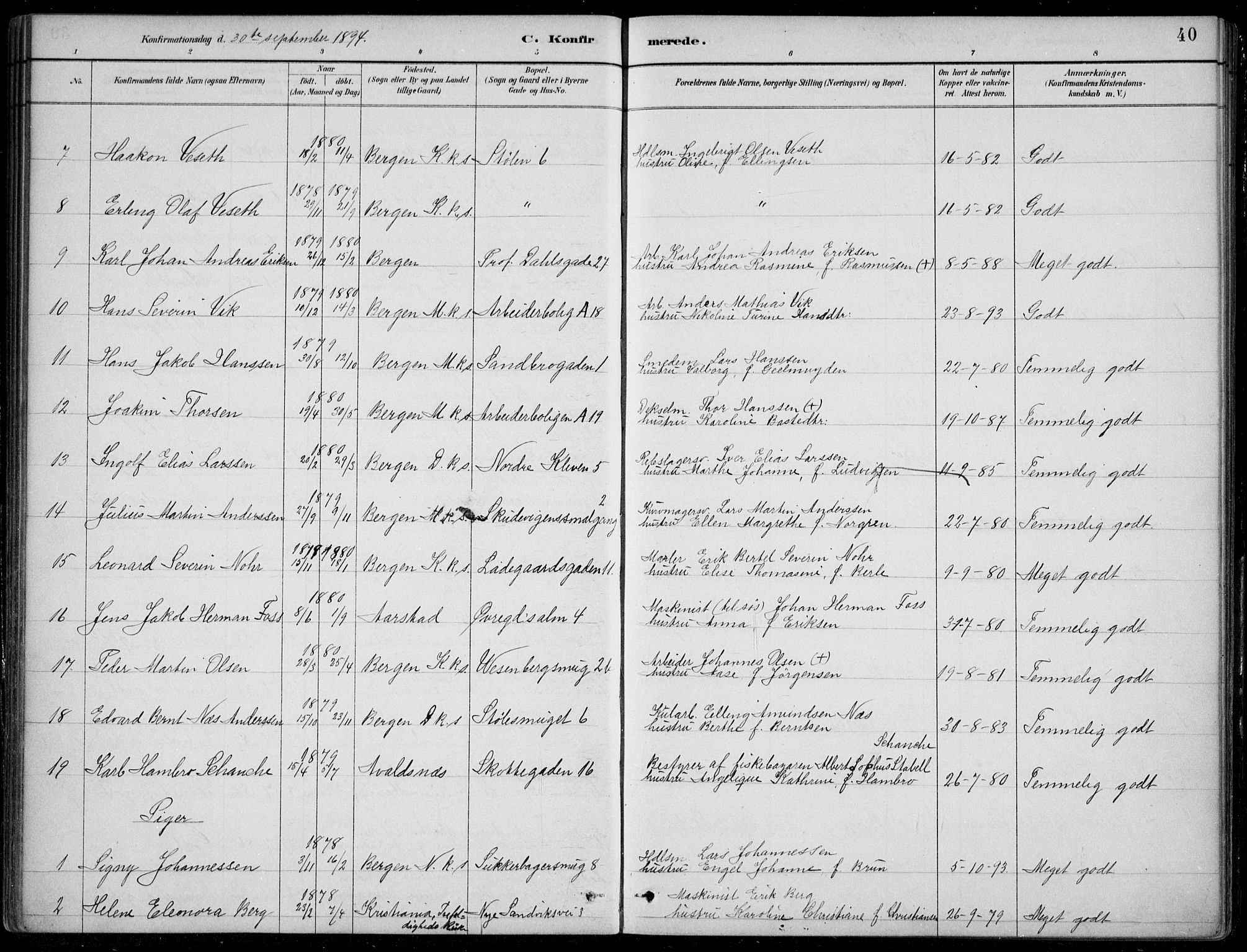 Mariakirken Sokneprestembete, AV/SAB-A-76901/H/Hab/L0008: Parish register (copy) no. A 8, 1889-1908, p. 40