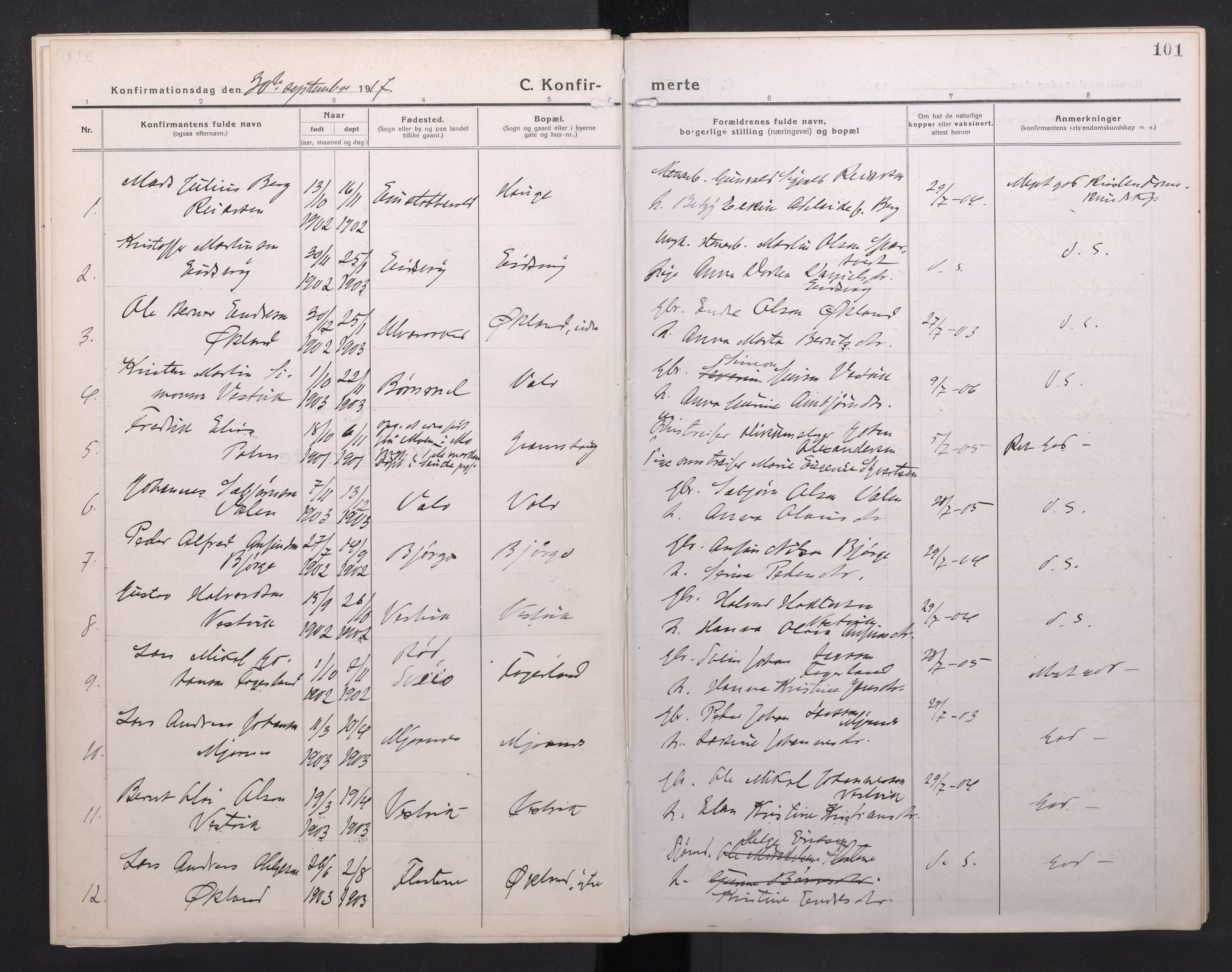 Sveio Sokneprestembete, AV/SAB-A-78501/H/Haa: Parish register (official) no. C 4, 1917-1948, p. 101