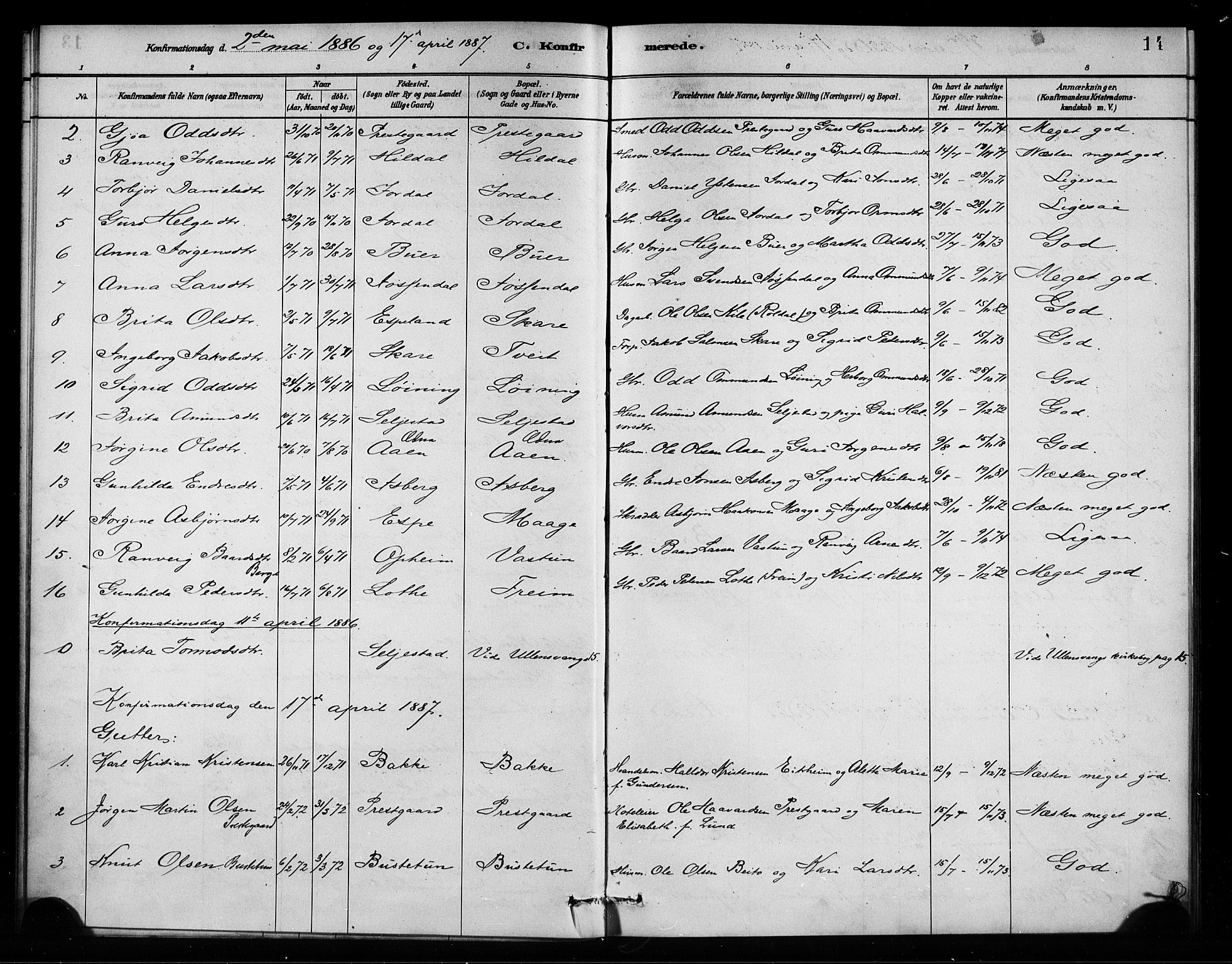 Odda Sokneprestembete, SAB/A-77201/H/Haa: Parish register (official) no. A 2, 1880-1915, p. 14
