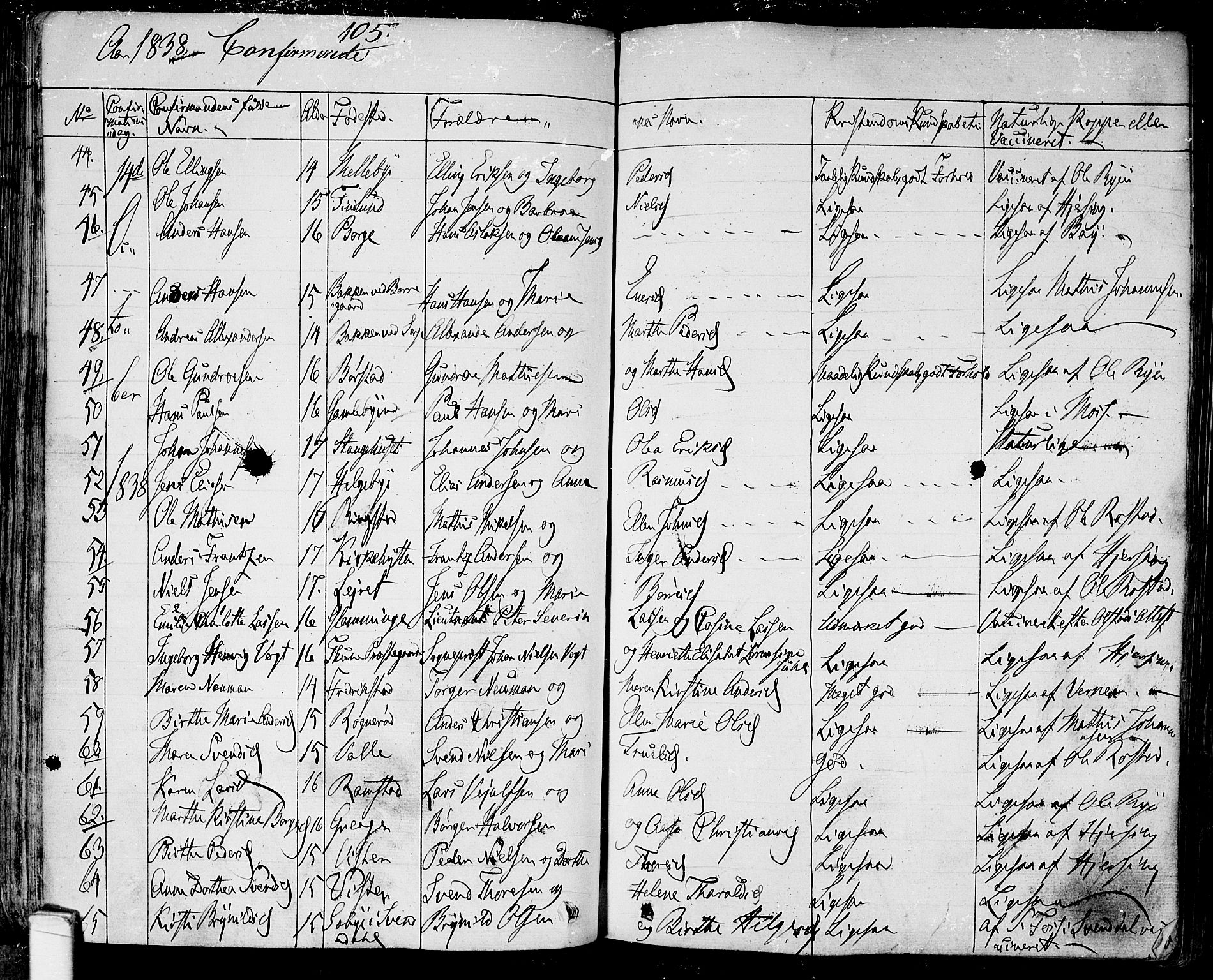 Tune prestekontor Kirkebøker, SAO/A-2007/F/Fa/L0008: Parish register (official) no. 8, 1837-1841, p. 105