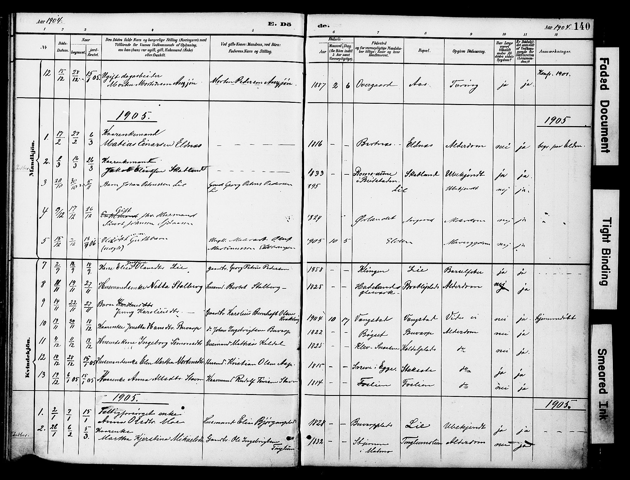 Ministerialprotokoller, klokkerbøker og fødselsregistre - Nord-Trøndelag, SAT/A-1458/742/L0409: Parish register (official) no. 742A02, 1891-1905, p. 140