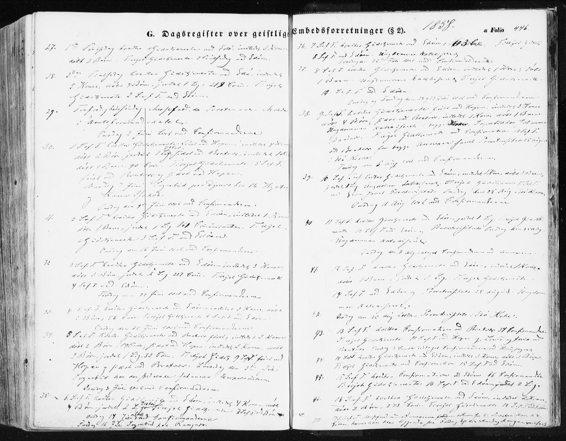 Ministerialprotokoller, klokkerbøker og fødselsregistre - Møre og Romsdal, AV/SAT-A-1454/581/L0937: Parish register (official) no. 581A05, 1853-1872, p. 446