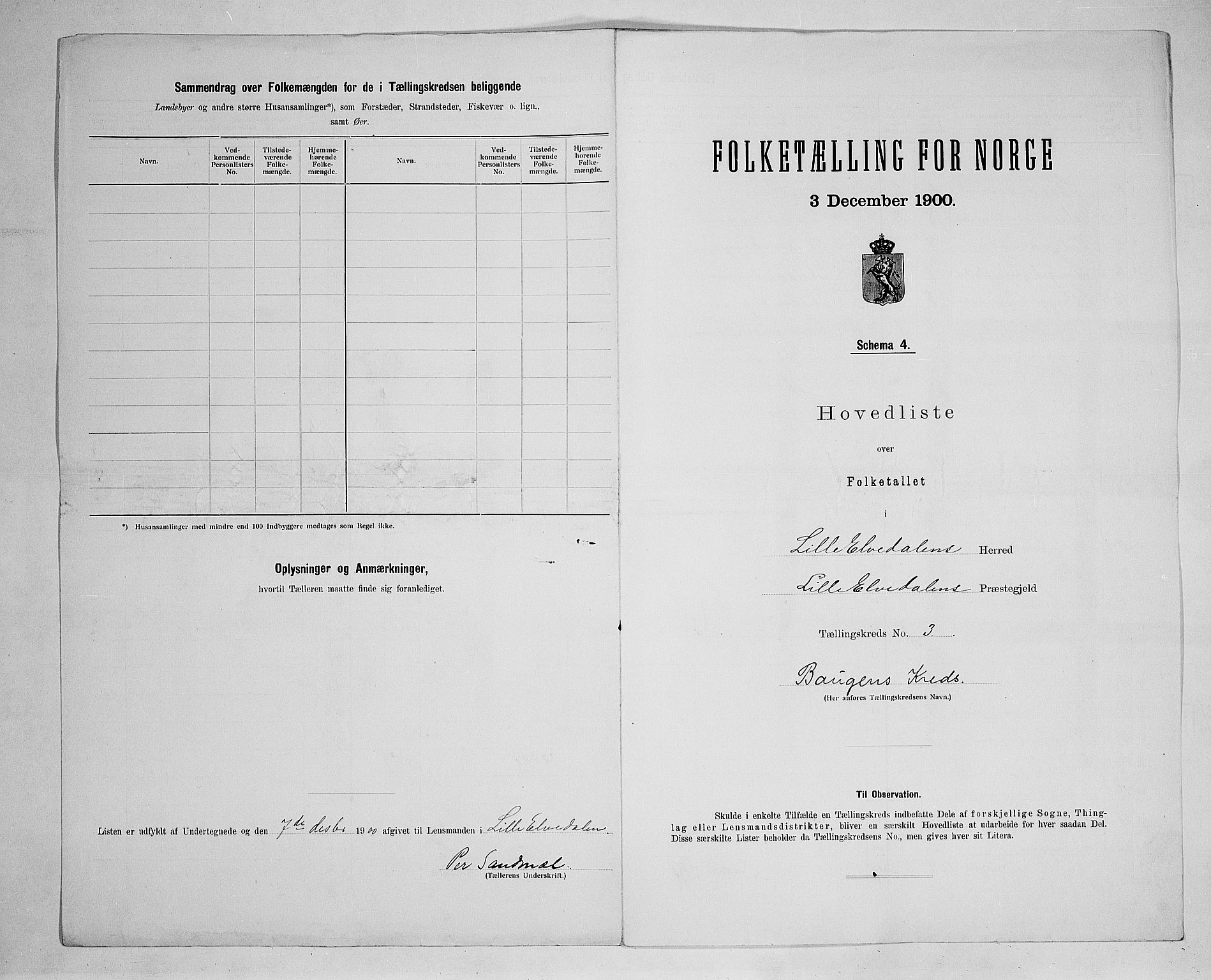 SAH, 1900 census for Lille Elvedalen, 1900, p. 25