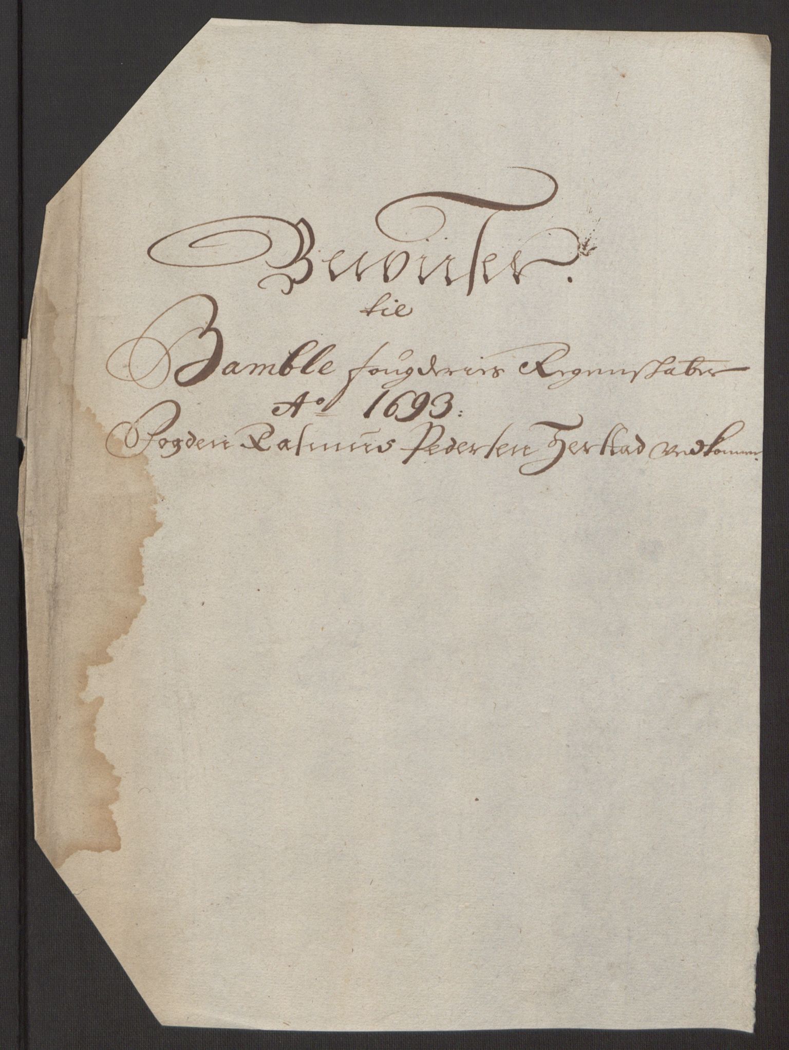 Rentekammeret inntil 1814, Reviderte regnskaper, Fogderegnskap, RA/EA-4092/R34/L2052: Fogderegnskap Bamble, 1692-1693, p. 367