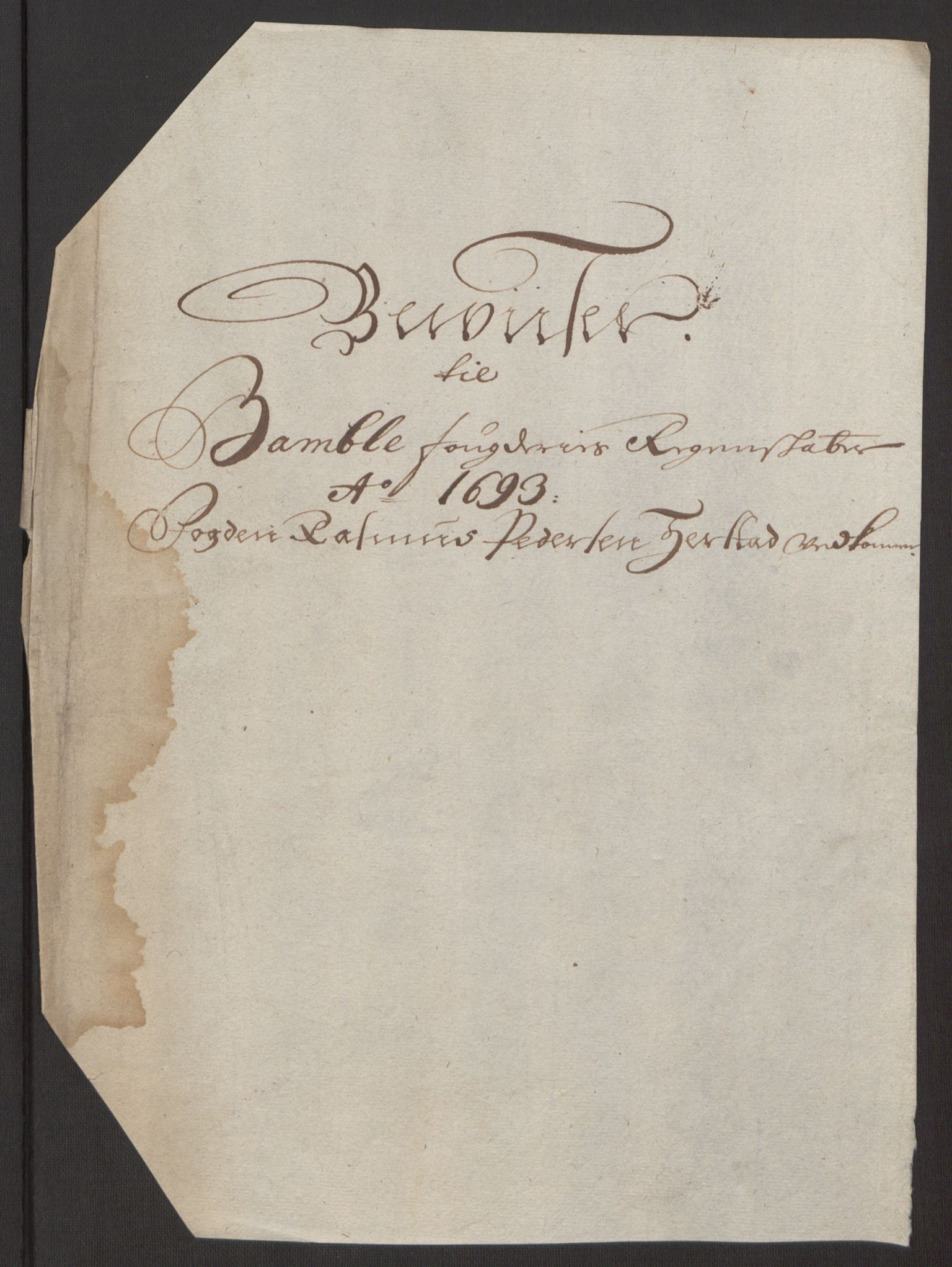 Rentekammeret inntil 1814, Reviderte regnskaper, Fogderegnskap, AV/RA-EA-4092/R34/L2052: Fogderegnskap Bamble, 1692-1693, p. 367