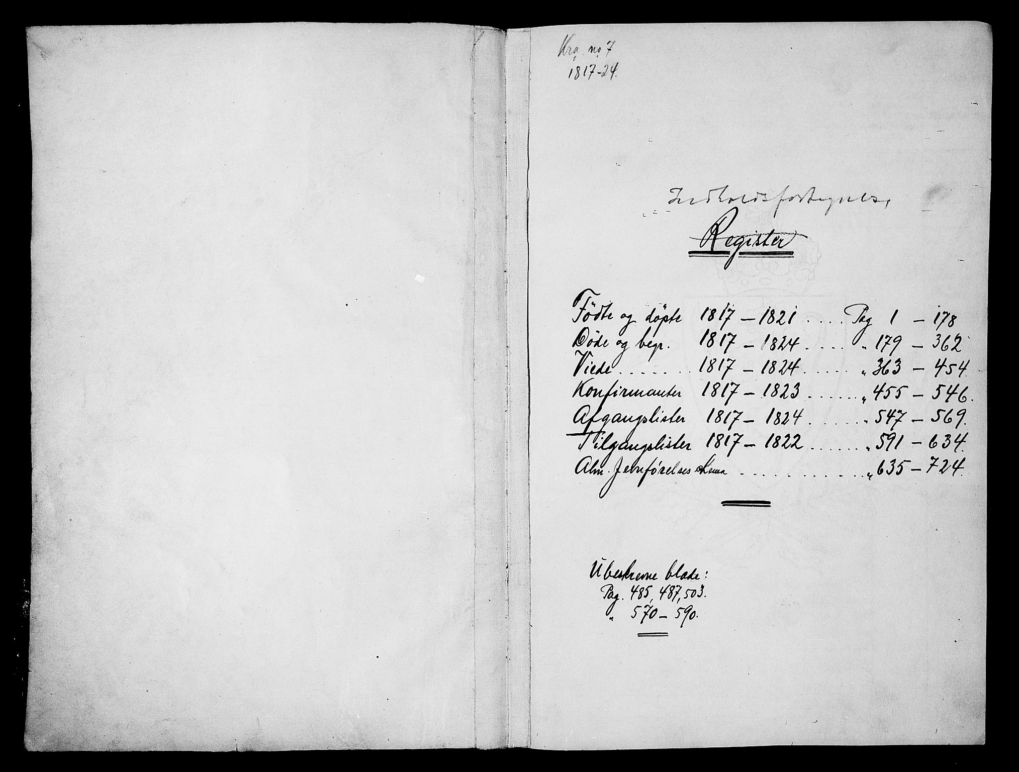 Oslo domkirke Kirkebøker, SAO/A-10752/F/Fa/L0007: Parish register (official) no. 7, 1817-1824