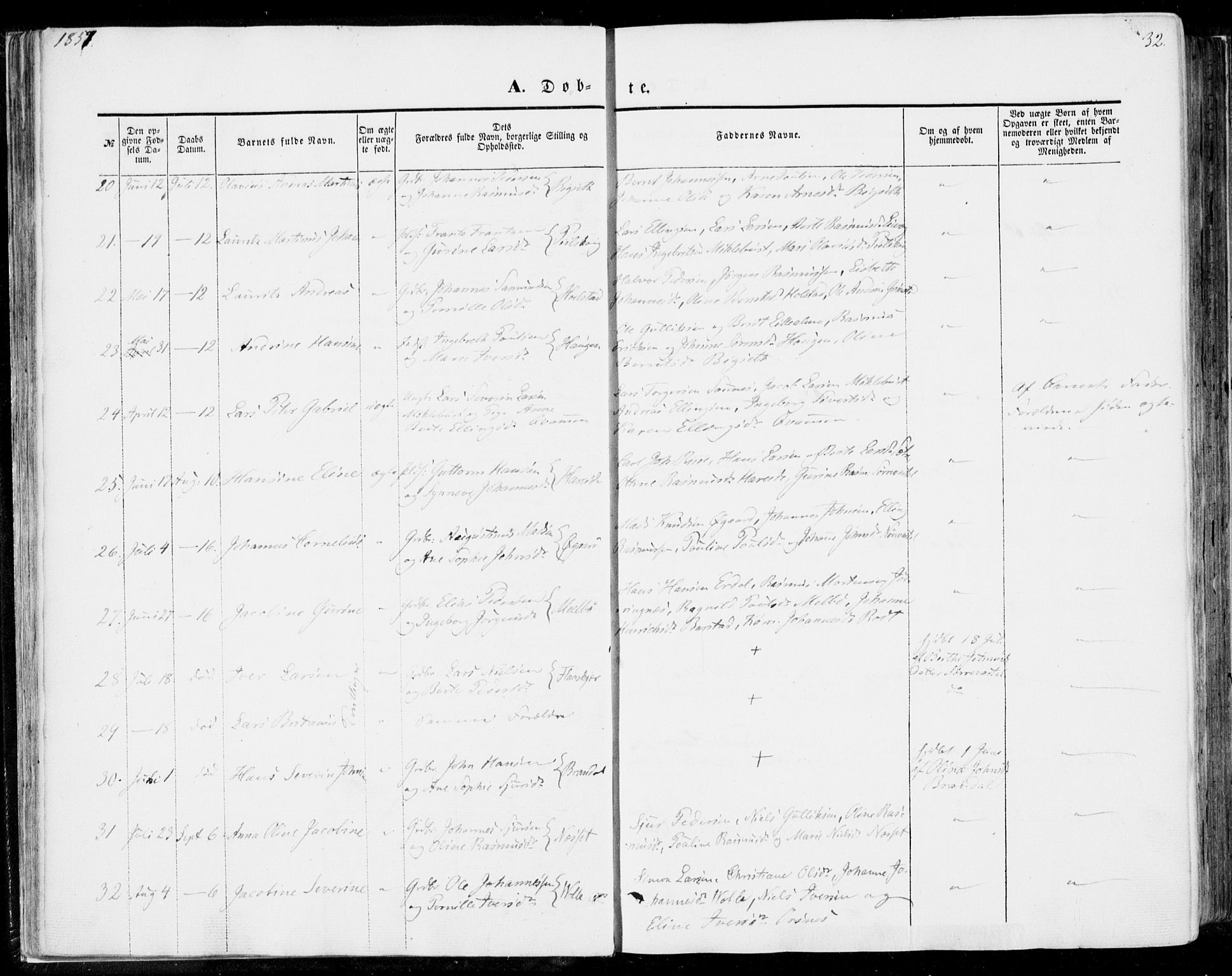 Ministerialprotokoller, klokkerbøker og fødselsregistre - Møre og Romsdal, SAT/A-1454/510/L0121: Parish register (official) no. 510A01, 1848-1877, p. 32
