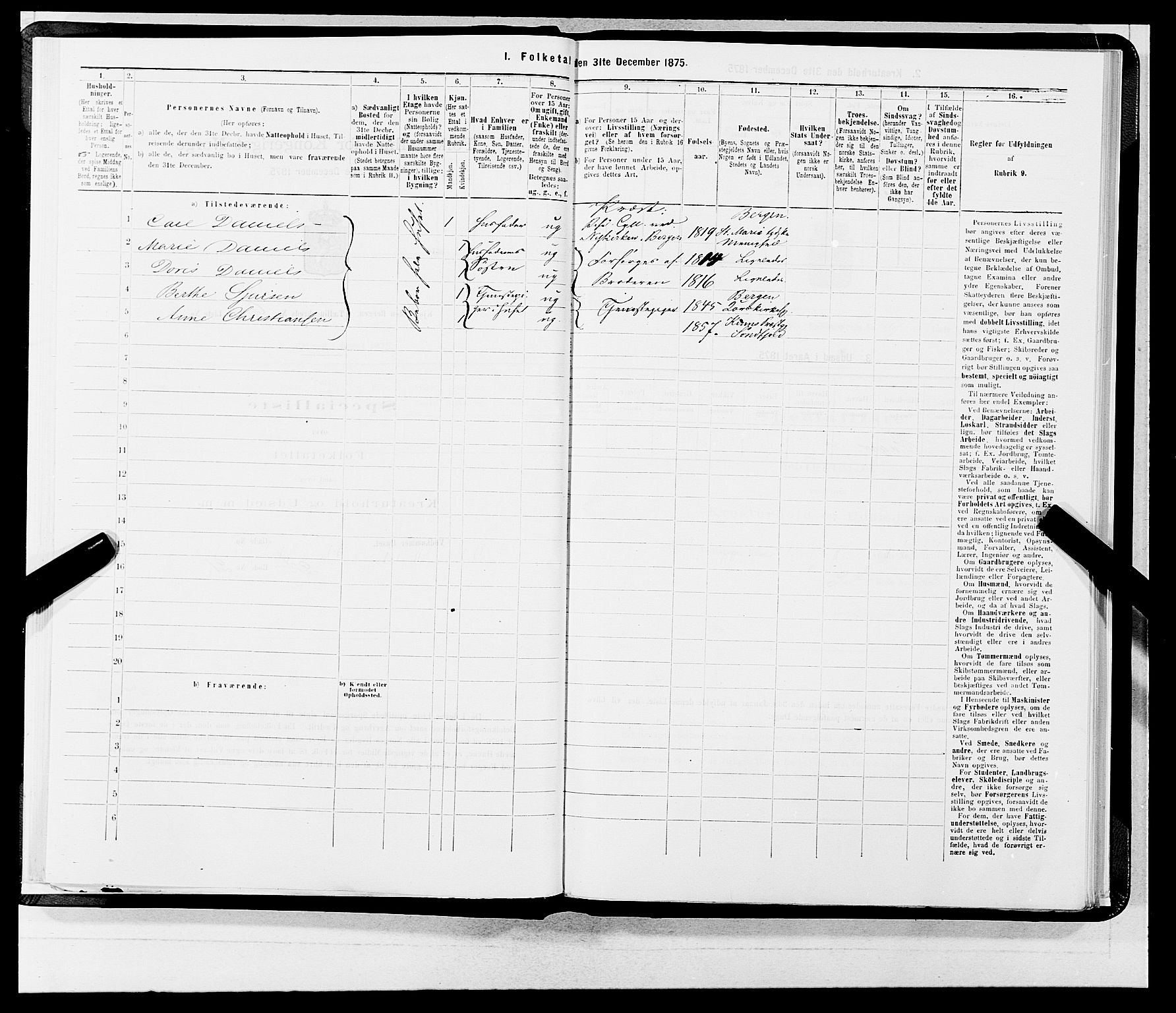 SAB, 1875 census for 1301 Bergen, 1875, p. 419