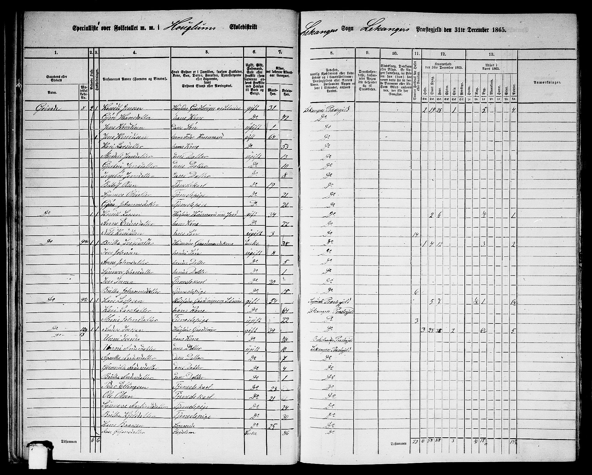 RA, 1865 census for Leikanger, 1865, p. 23