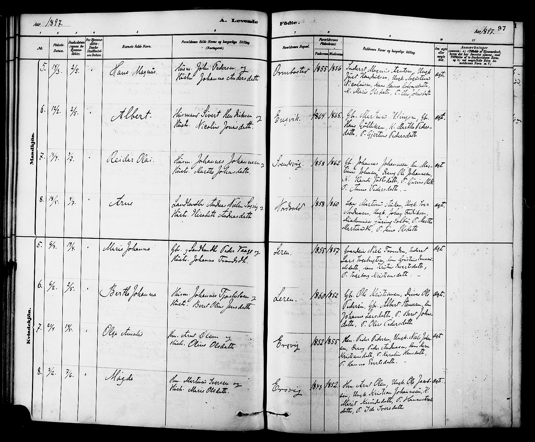 Ministerialprotokoller, klokkerbøker og fødselsregistre - Møre og Romsdal, AV/SAT-A-1454/577/L0896: Parish register (official) no. 577A03, 1880-1898, p. 97