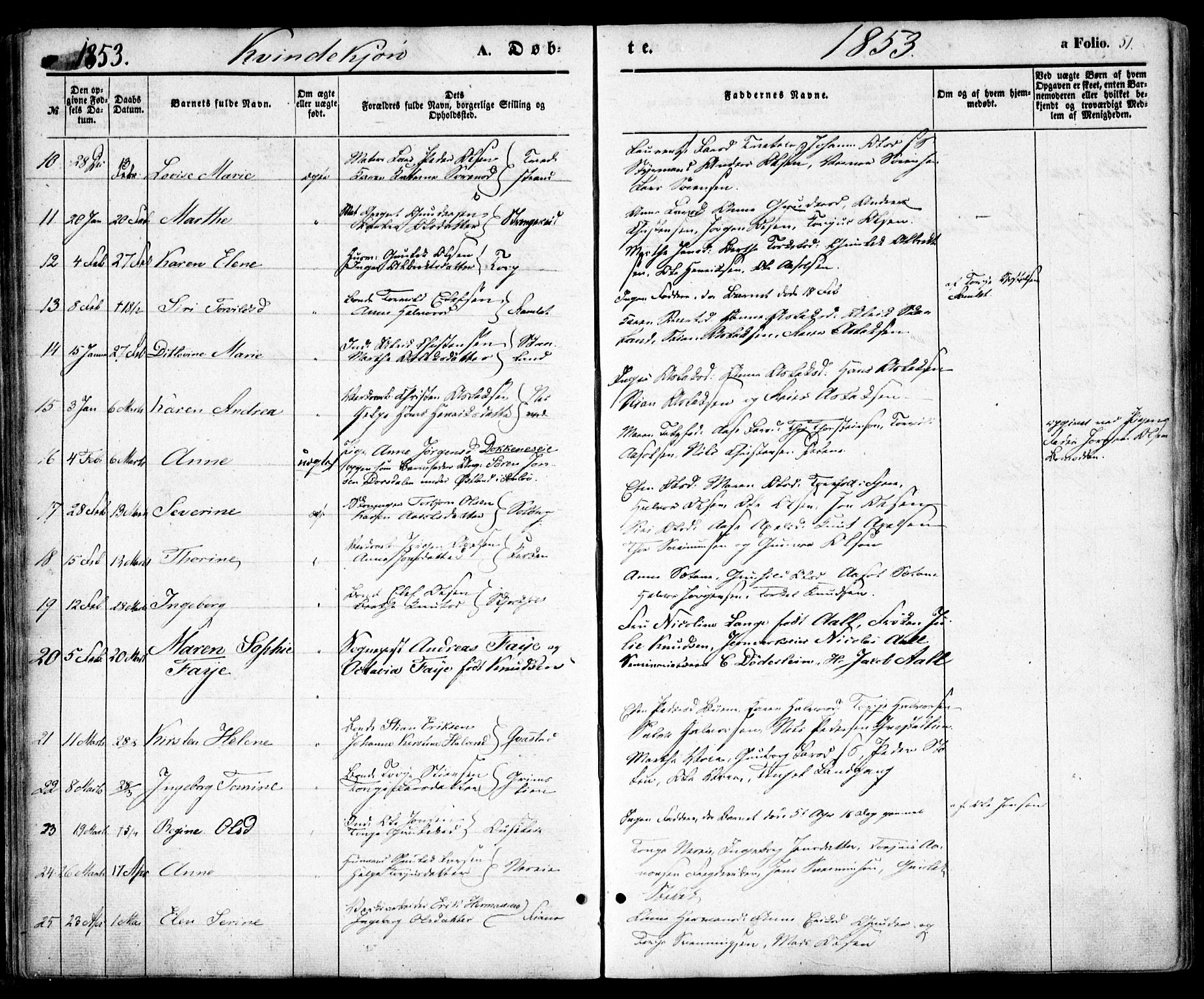 Holt sokneprestkontor, AV/SAK-1111-0021/F/Fa/L0008: Parish register (official) no. A 8, 1849-1860, p. 51