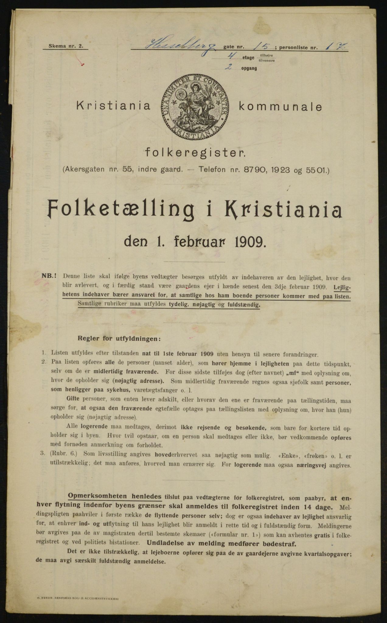 OBA, Municipal Census 1909 for Kristiania, 1909, p. 36377