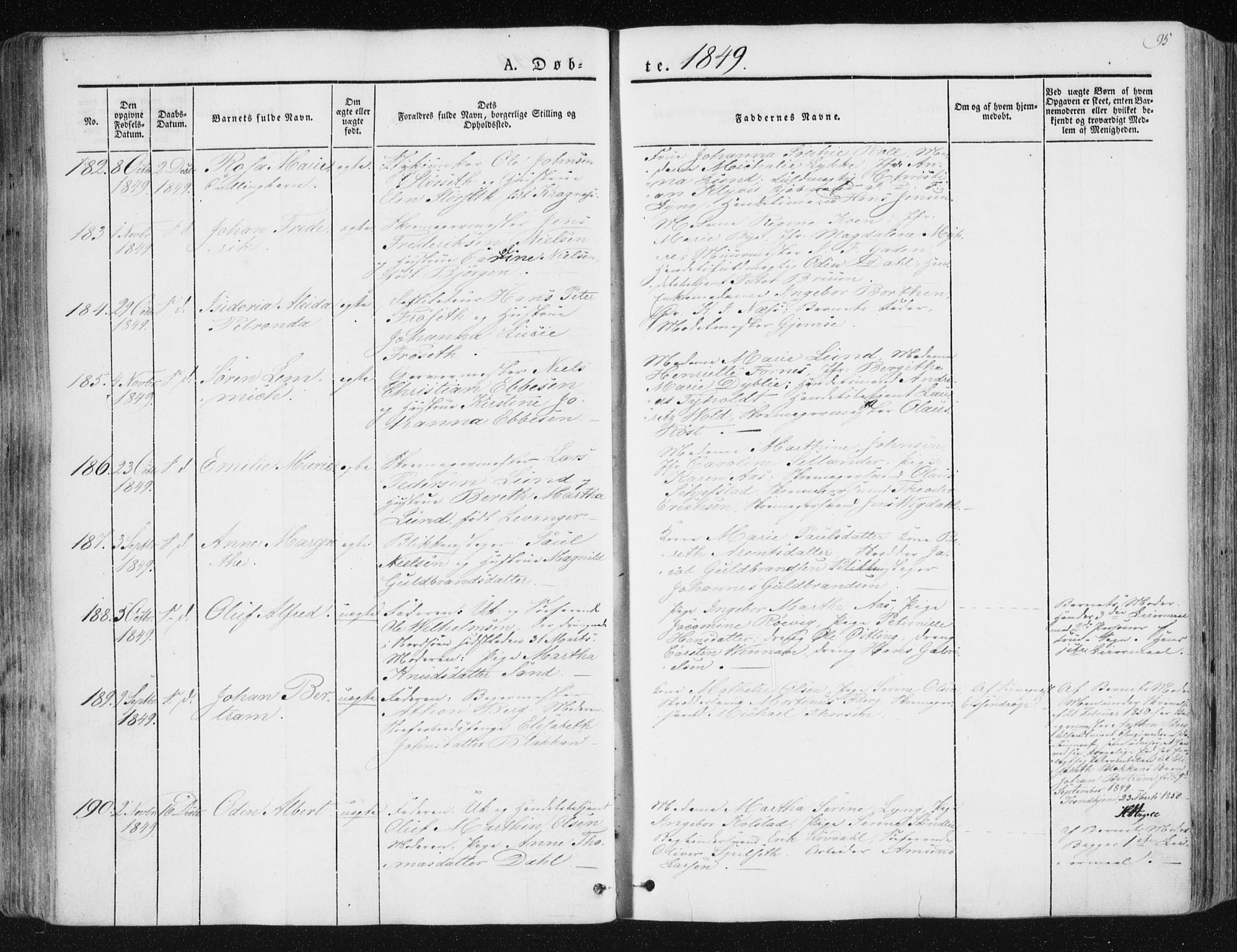 Ministerialprotokoller, klokkerbøker og fødselsregistre - Sør-Trøndelag, SAT/A-1456/602/L0110: Parish register (official) no. 602A08, 1840-1854, p. 95