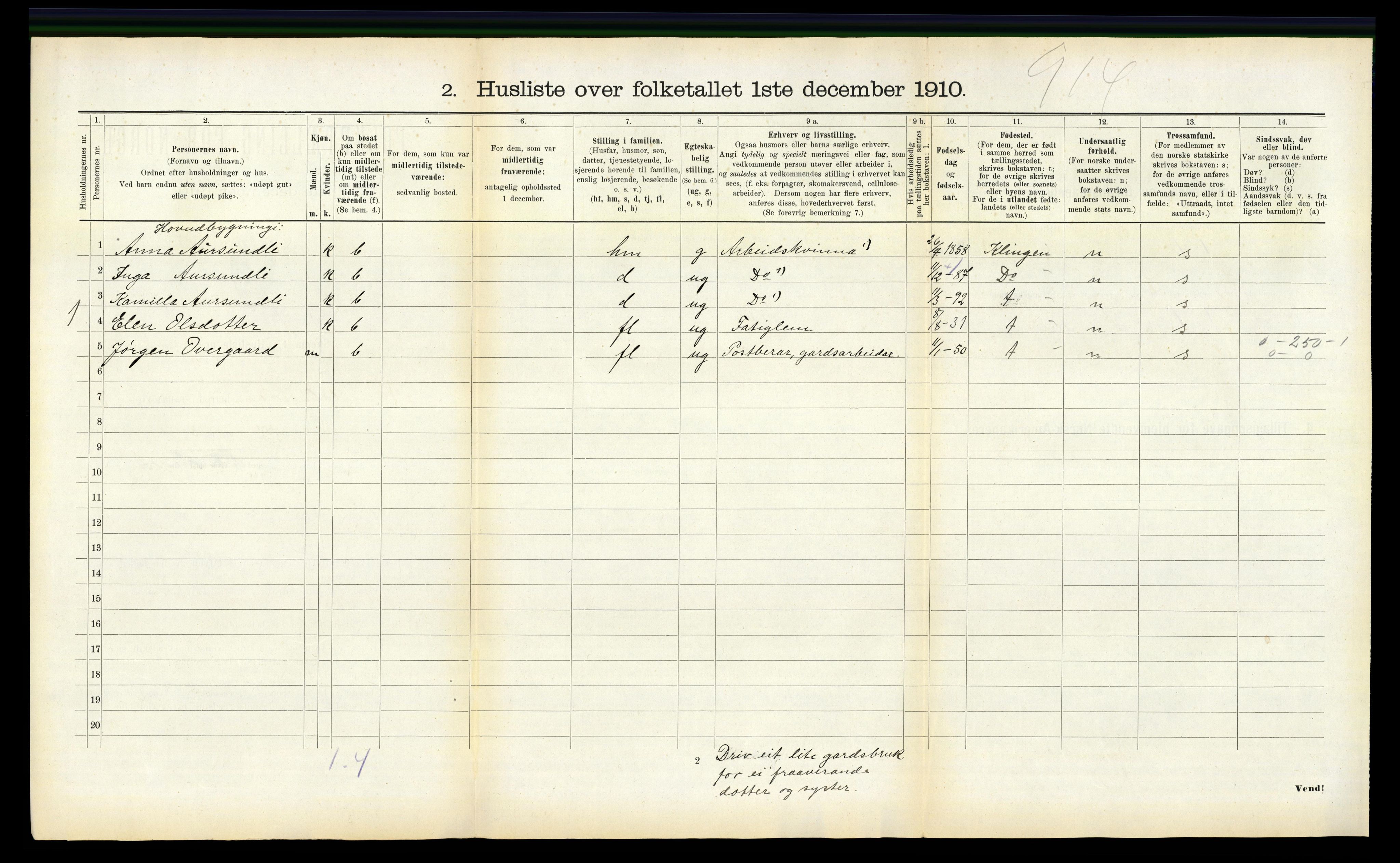 RA, 1910 census for Namdalseid, 1910, p. 373