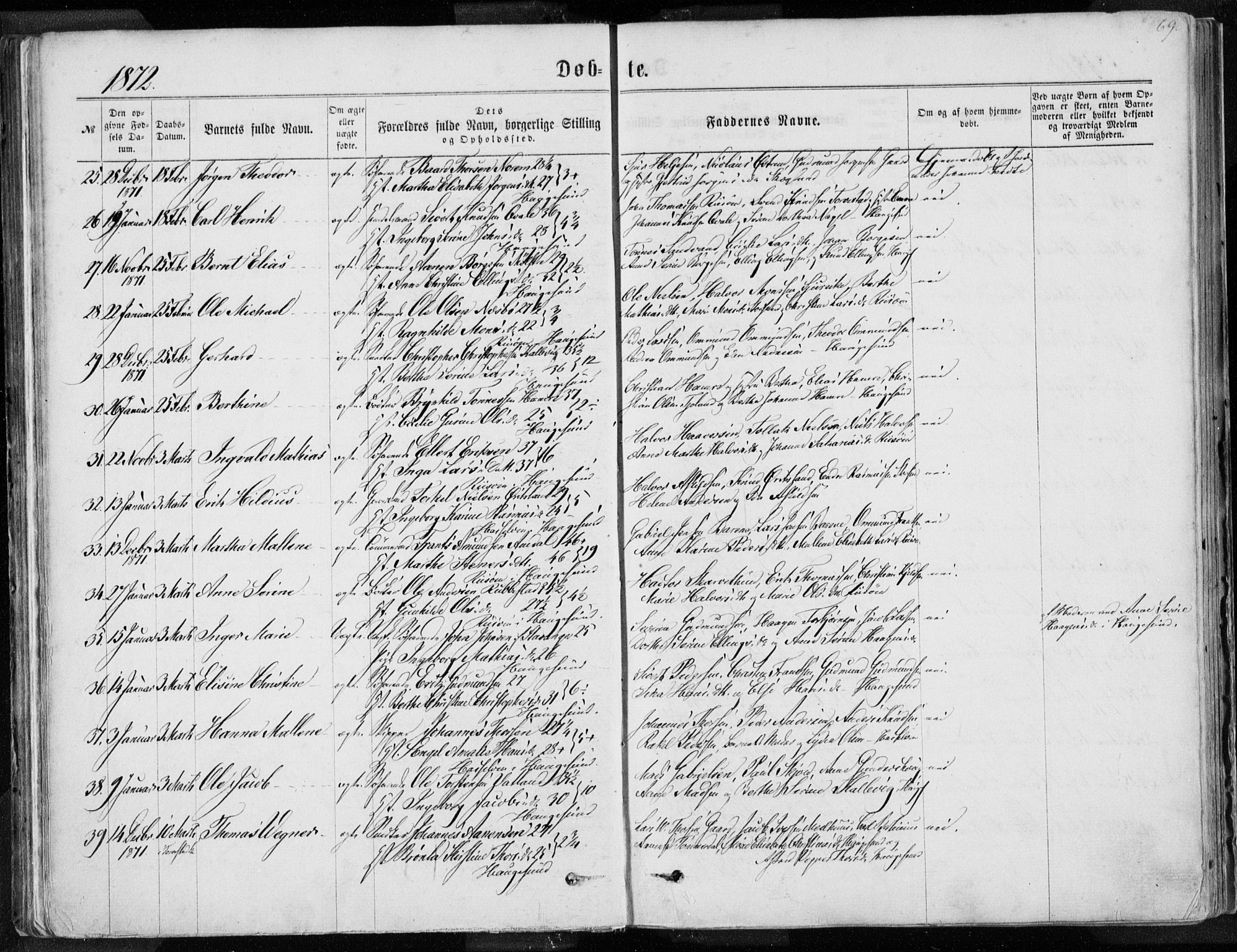 Torvastad sokneprestkontor, SAST/A -101857/H/Ha/Haa/L0012: Parish register (official) no. A 12.1, 1867-1877, p. 69