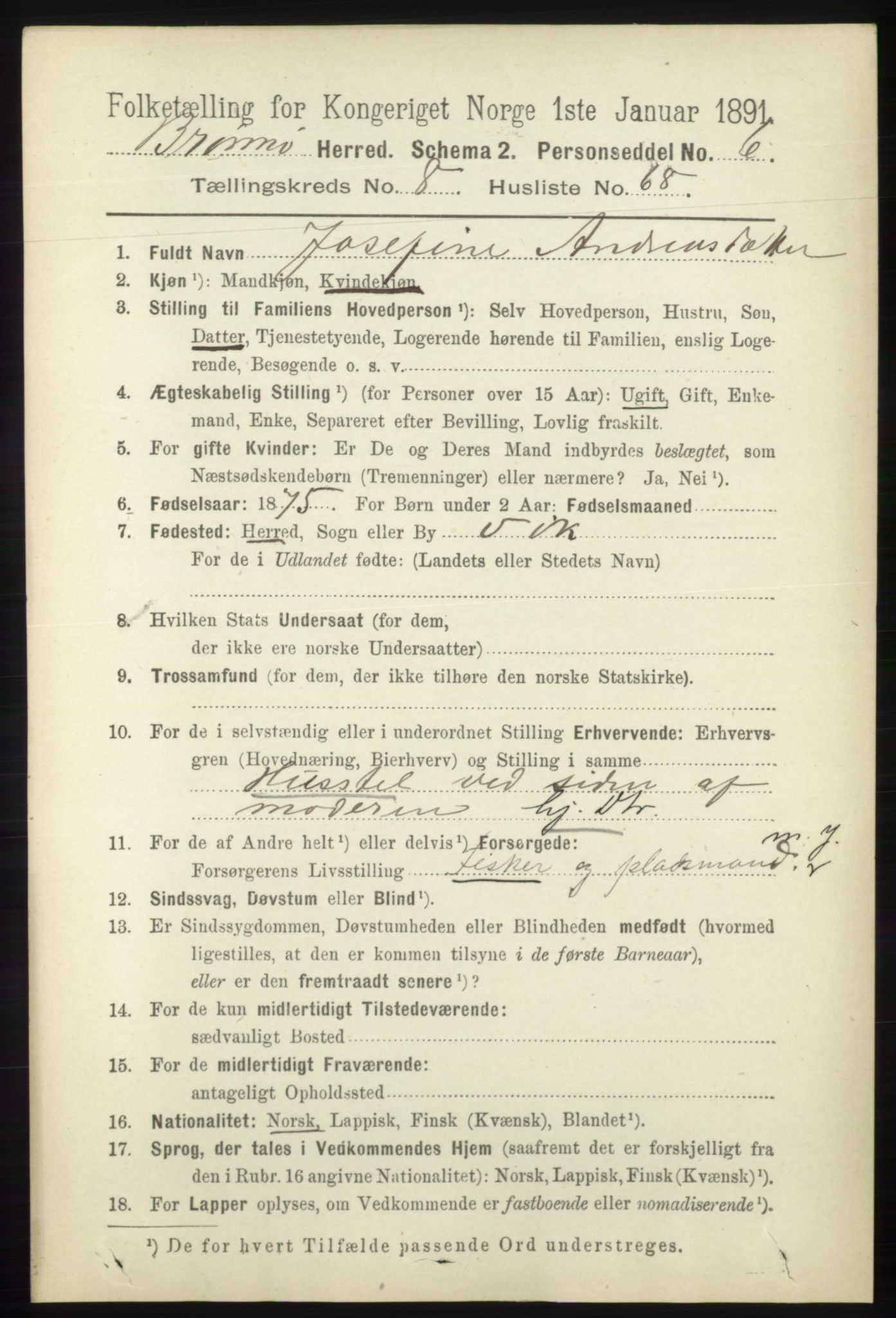 RA, 1891 census for 1814 Brønnøy, 1891, p. 4807