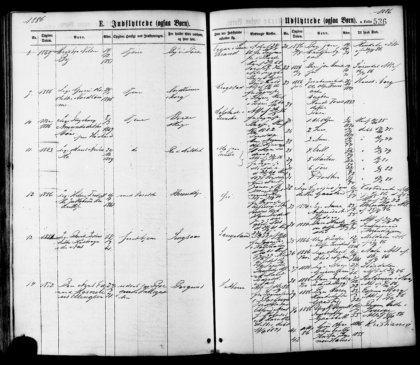 Ministerialprotokoller, klokkerbøker og fødselsregistre - Sør-Trøndelag, SAT/A-1456/691/L1079: Parish register (official) no. 691A11, 1873-1886, p. 536