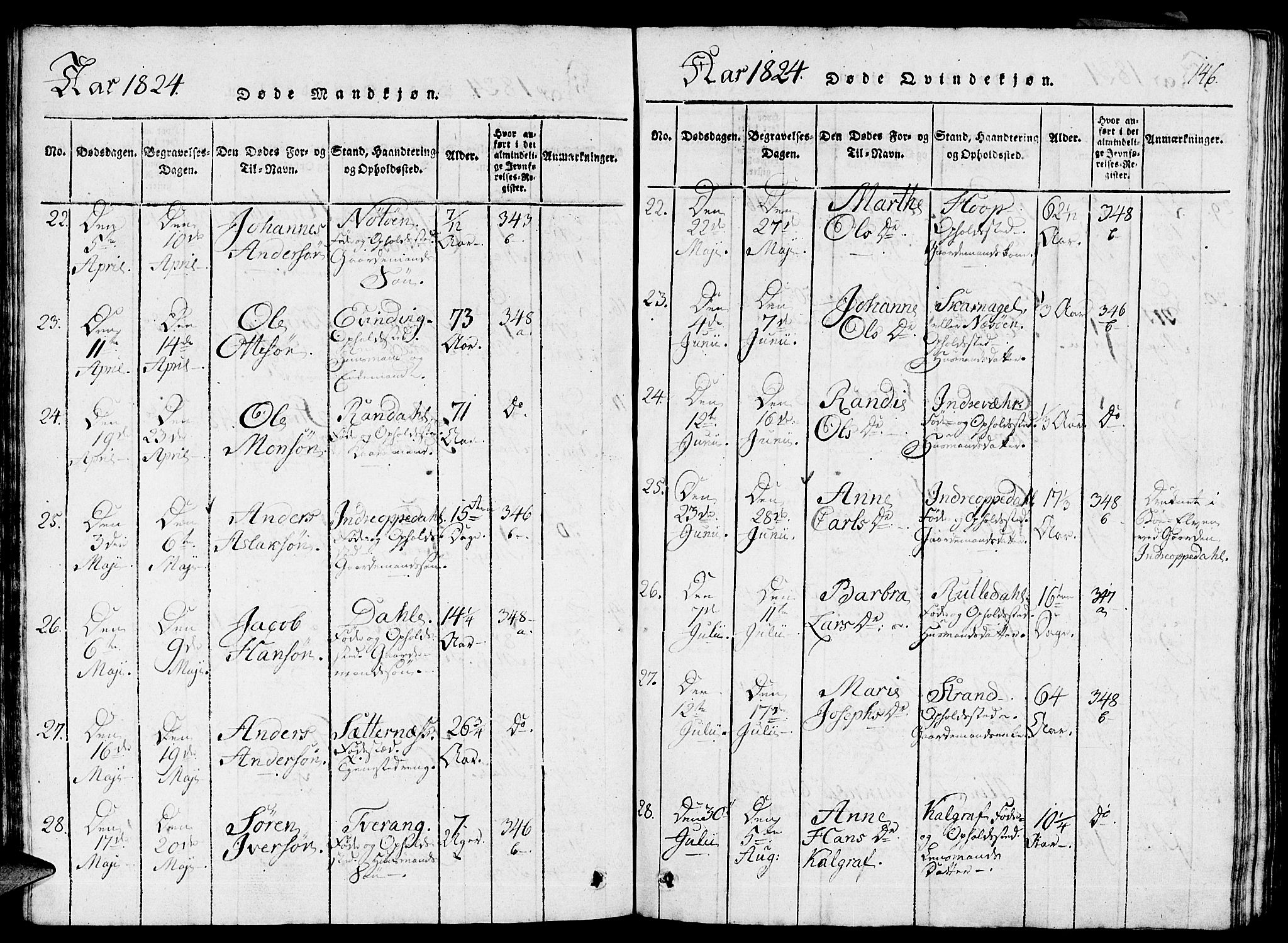 Gulen sokneprestembete, AV/SAB-A-80201/H/Haa/Haaa/L0018: Parish register (official) no. A 18, 1816-1825, p. 146