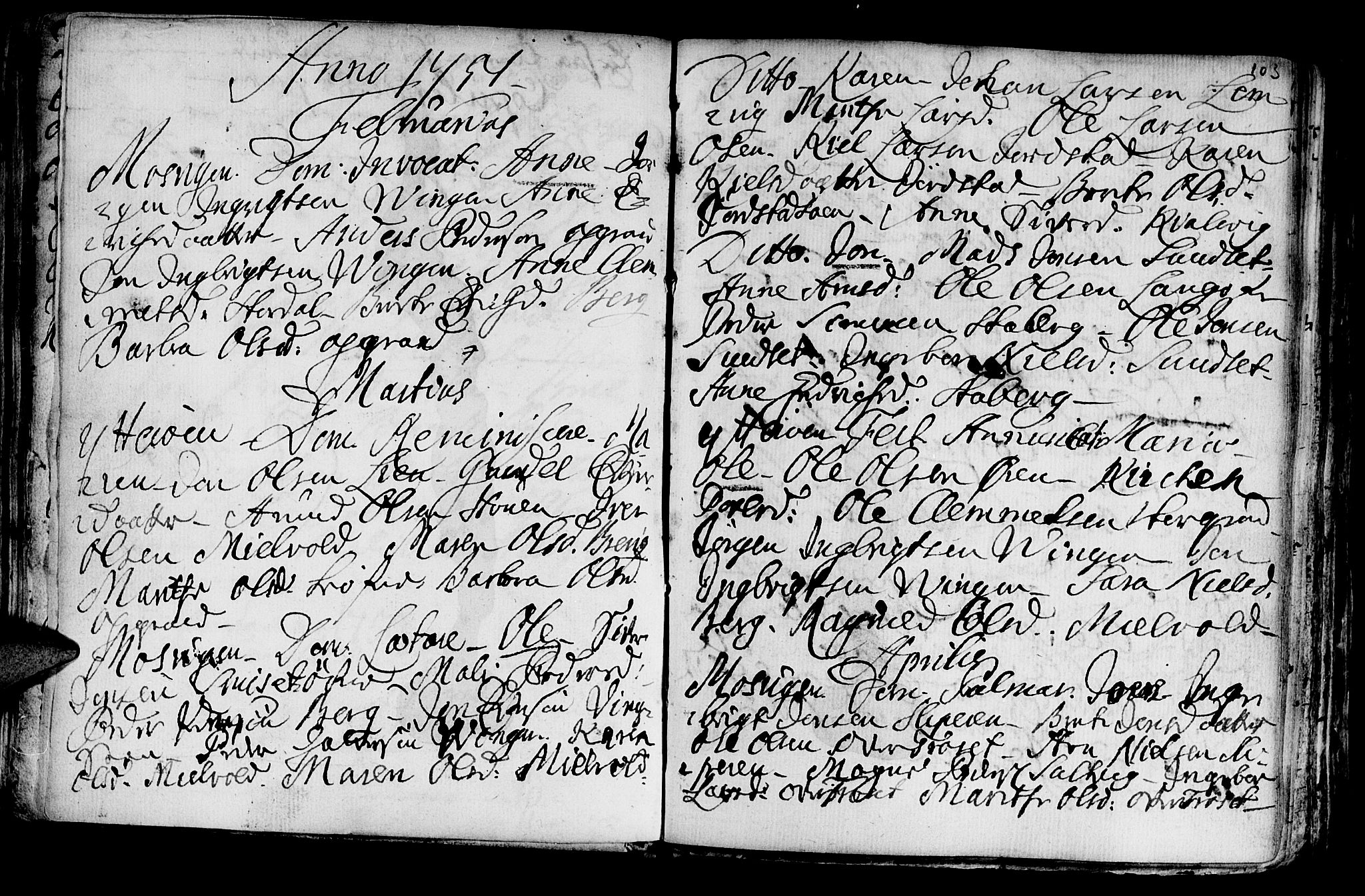 Ministerialprotokoller, klokkerbøker og fødselsregistre - Nord-Trøndelag, SAT/A-1458/722/L0215: Parish register (official) no. 722A02, 1718-1755, p. 103