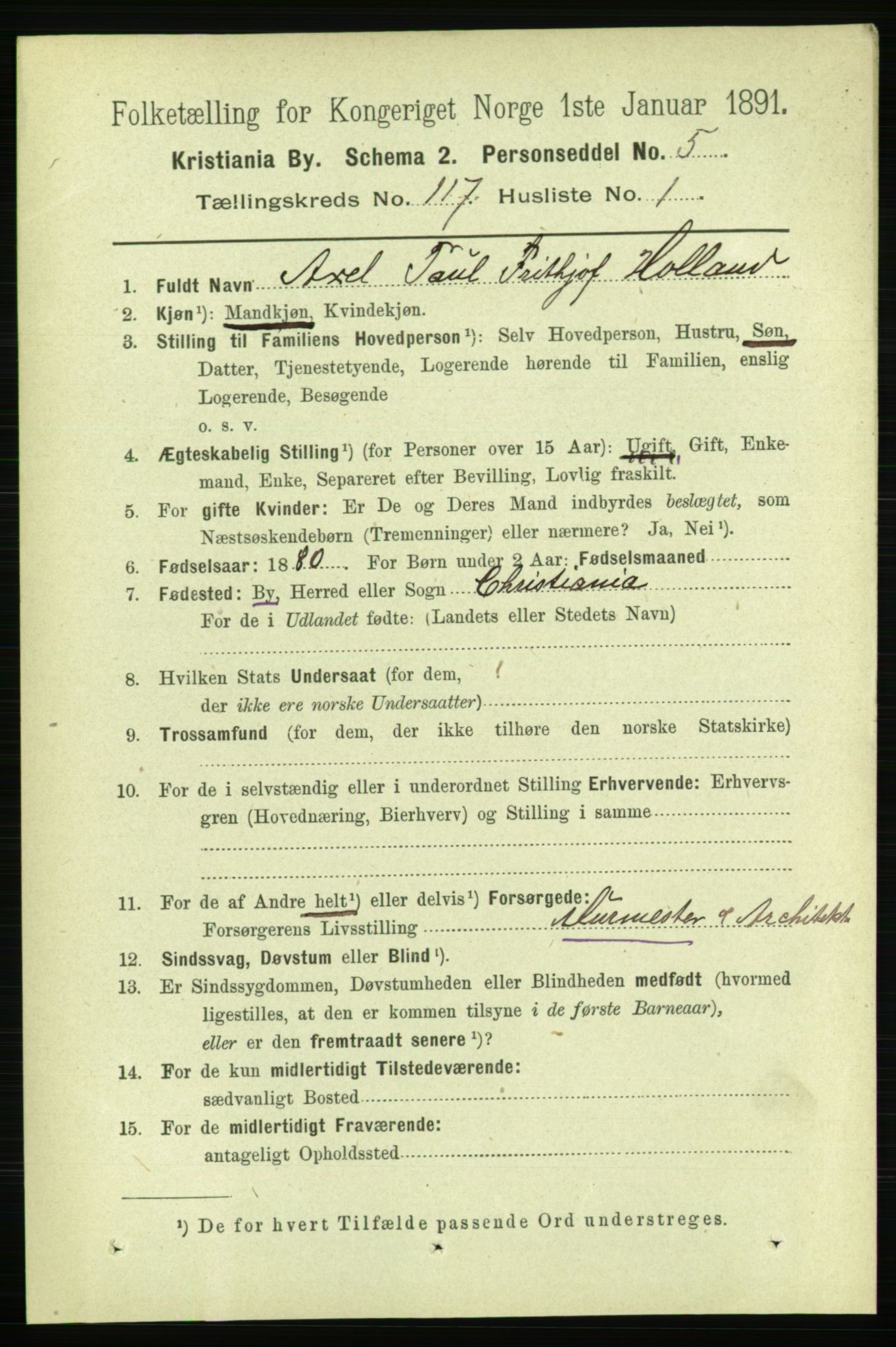 RA, 1891 census for 0301 Kristiania, 1891, p. 62961