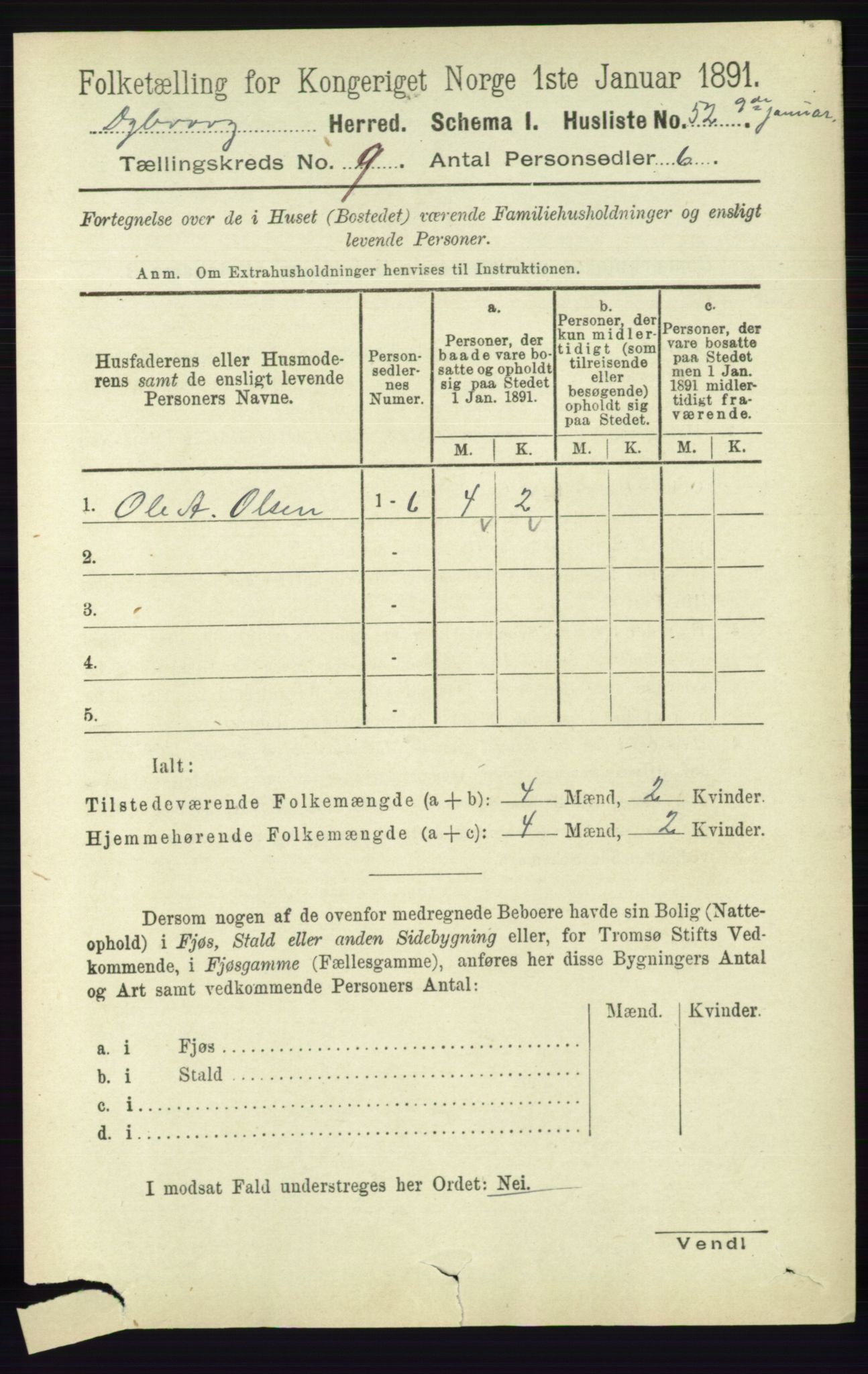 RA, 1891 census for 0915 Dypvåg, 1891, p. 3273