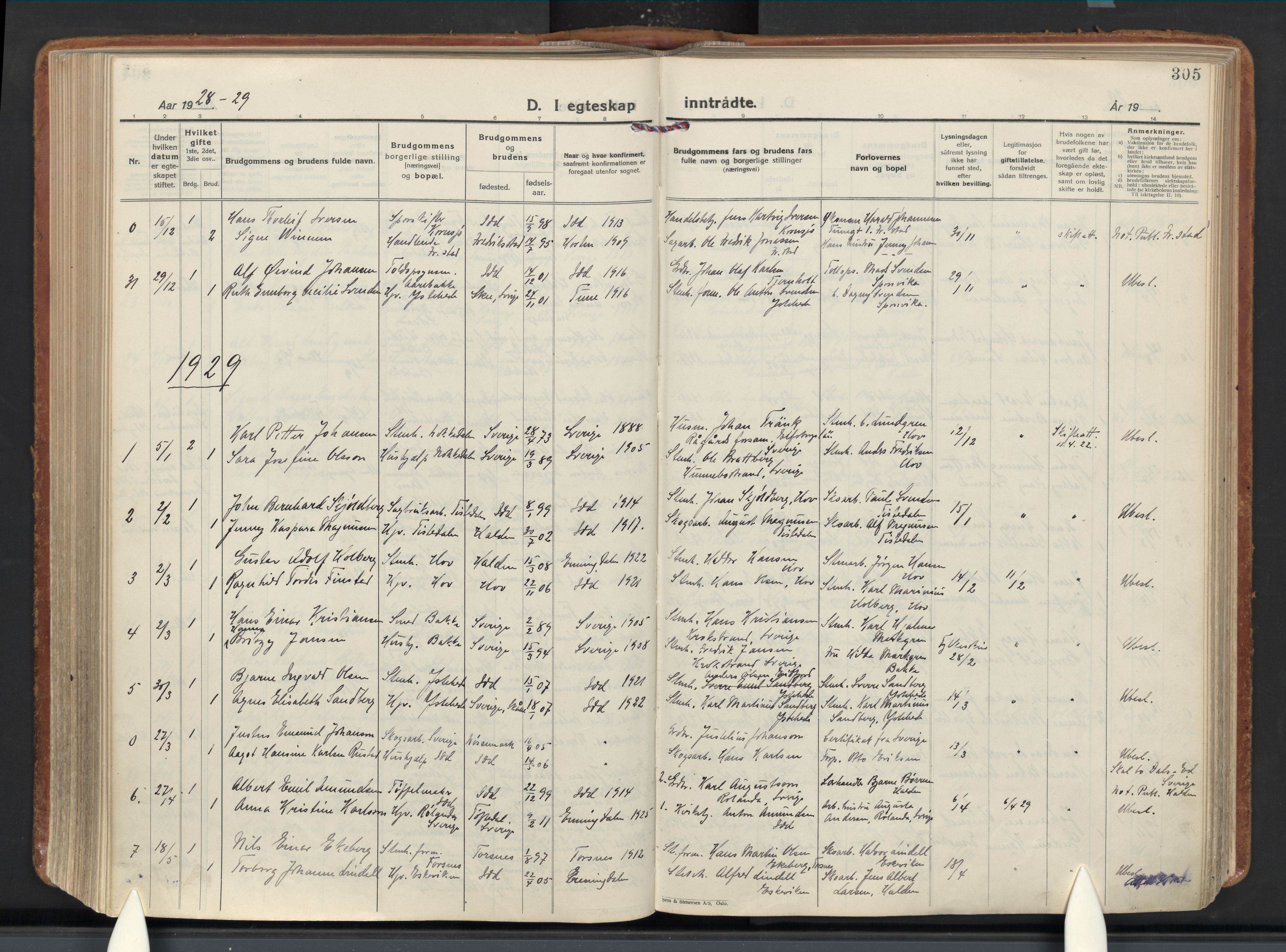 Idd prestekontor Kirkebøker, AV/SAO-A-10911/F/Fc/L0008: Parish register (official) no. III 8, 1926-1953, p. 305