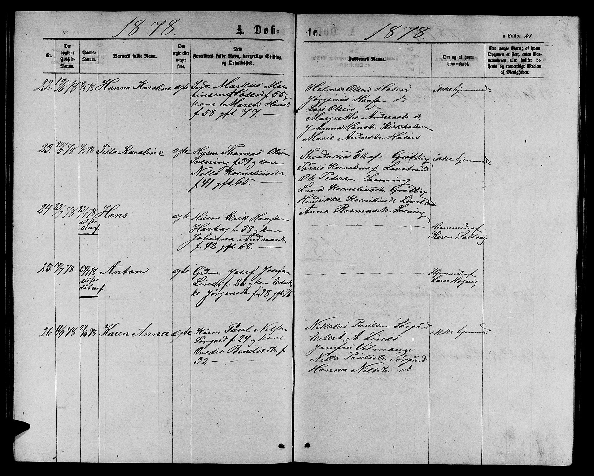 Ministerialprotokoller, klokkerbøker og fødselsregistre - Sør-Trøndelag, SAT/A-1456/656/L0695: Parish register (copy) no. 656C01, 1867-1889, p. 41