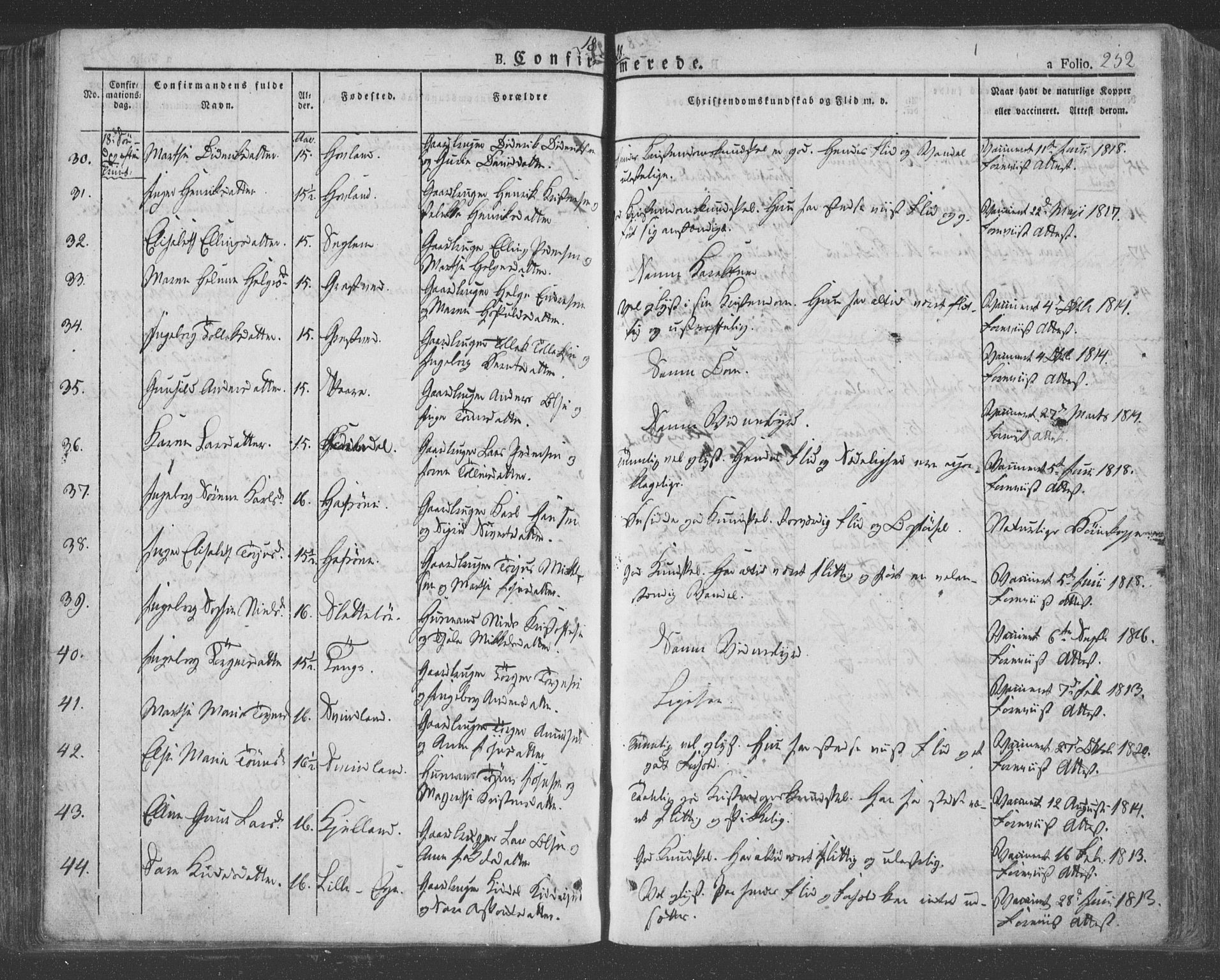 Eigersund sokneprestkontor, AV/SAST-A-101807/S08/L0009: Parish register (official) no. A 9, 1827-1850, p. 252