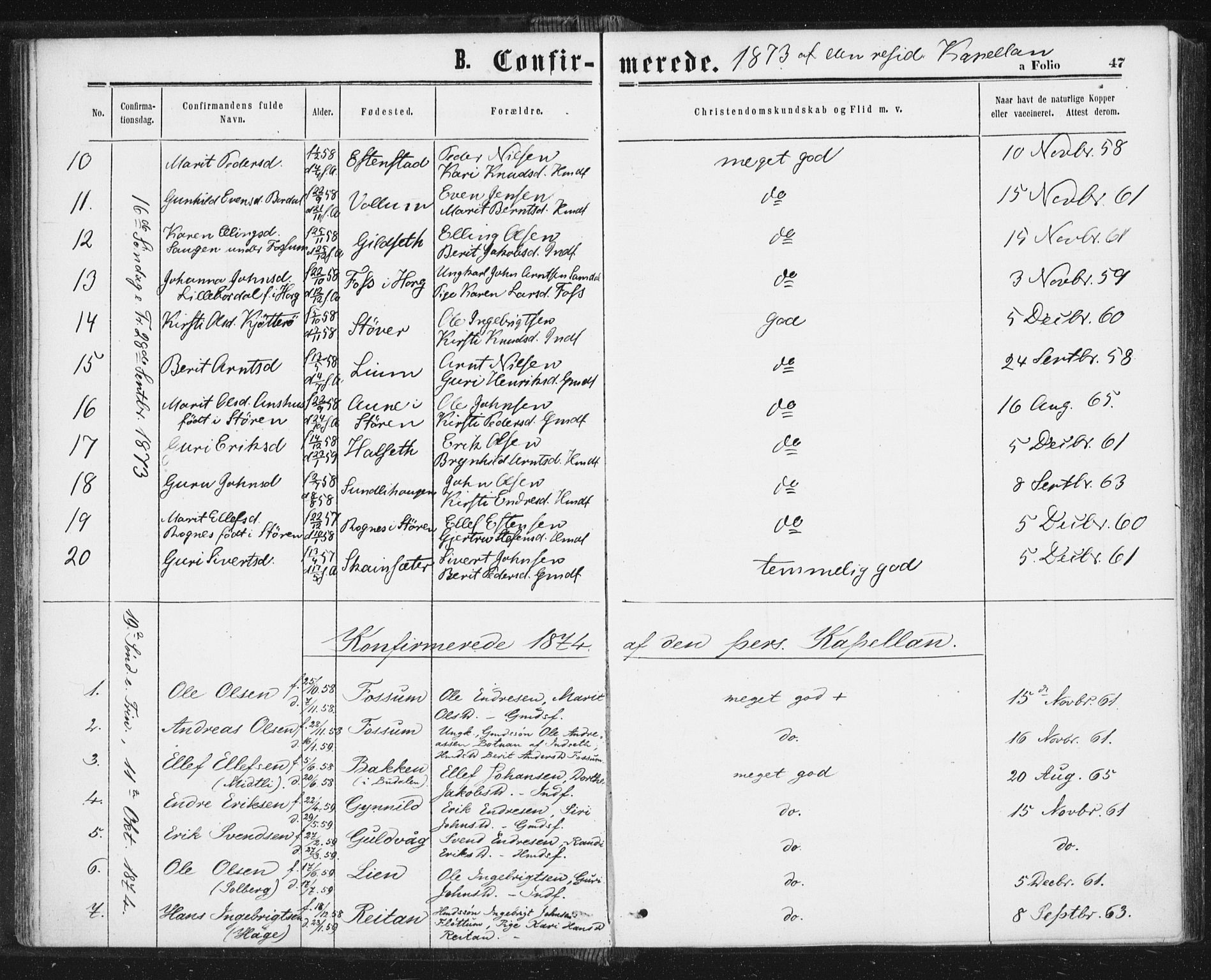 Ministerialprotokoller, klokkerbøker og fødselsregistre - Sør-Trøndelag, SAT/A-1456/689/L1039: Parish register (official) no. 689A04, 1865-1878, p. 47