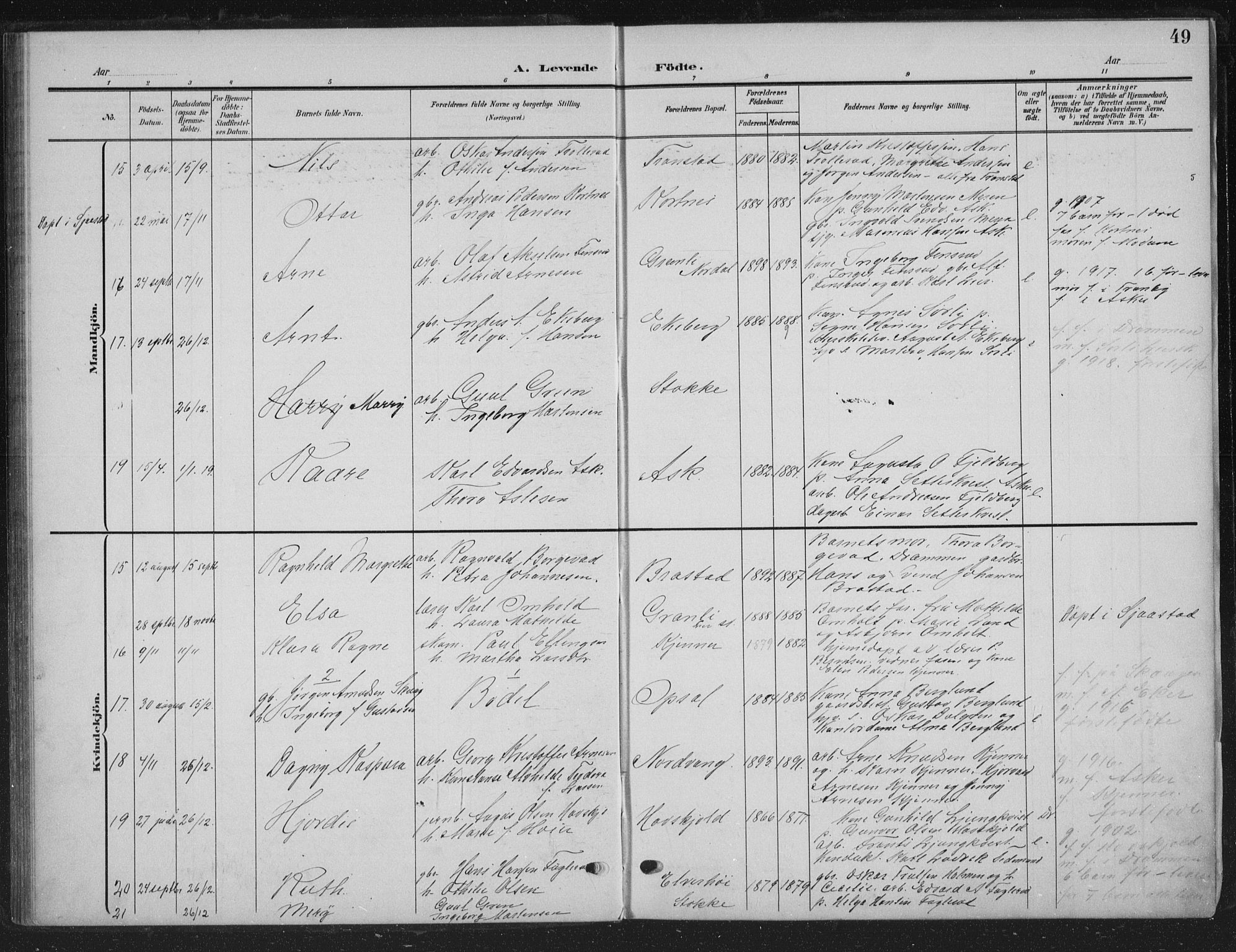 Lier kirkebøker, AV/SAKO-A-230/G/Gc/L0002: Parish register (copy) no. III 2, 1903-1938, p. 49