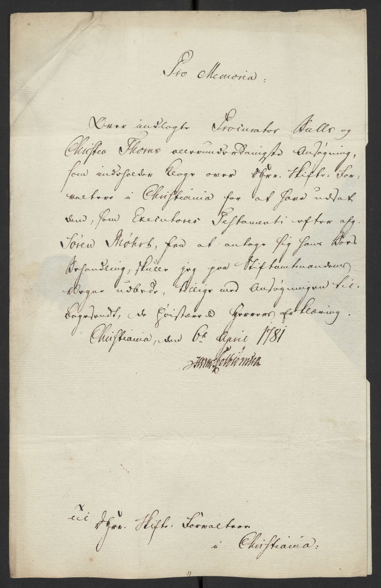 Oslo politidistrikt, AV/SAO-A-10085/D/Da/L0003: Innkomne brev, pro memoria m.v., 1781, p. 30
