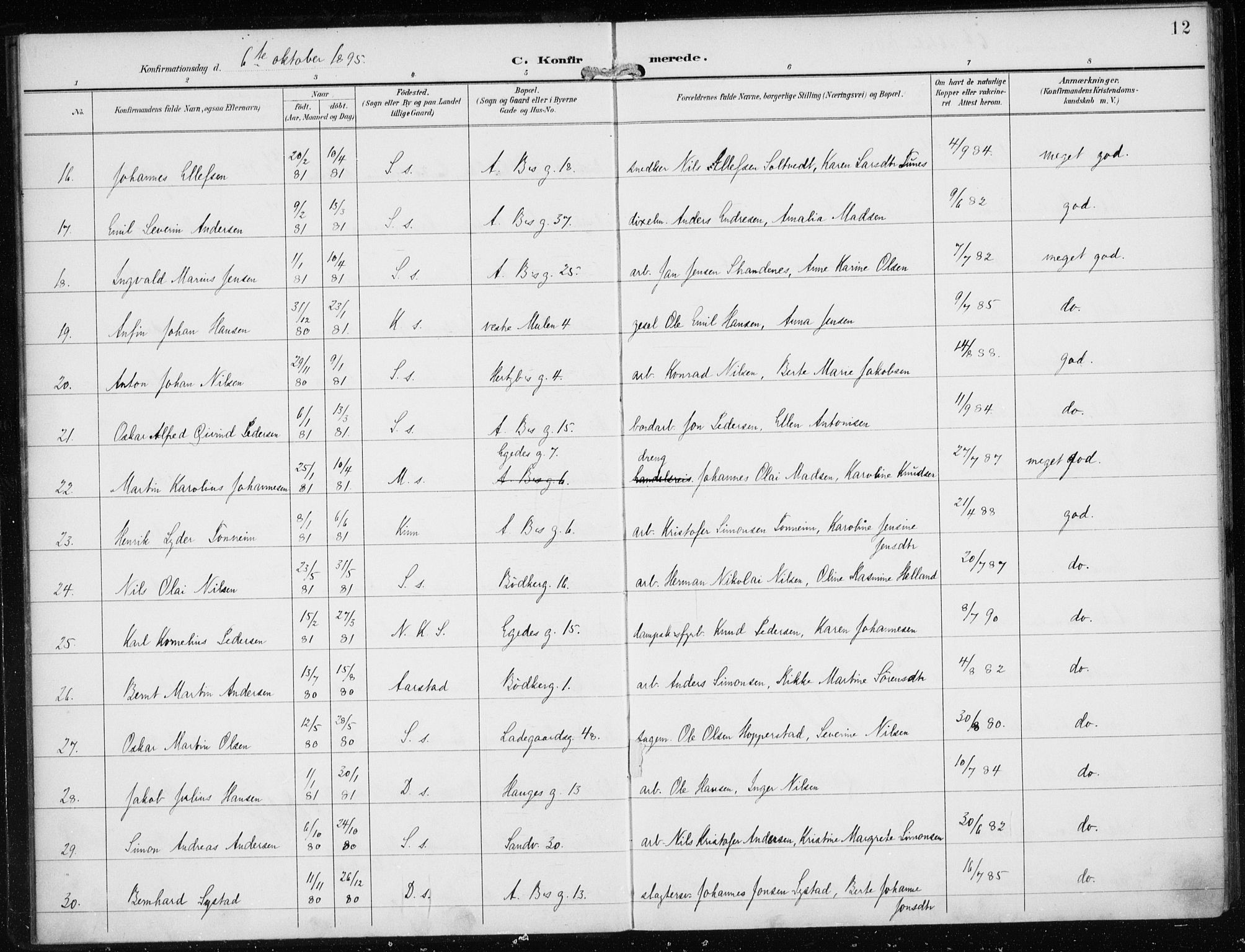 Sandviken Sokneprestembete, AV/SAB-A-77601/H/Ha/L0010: Parish register (official) no. C 1, 1895-1905, p. 12