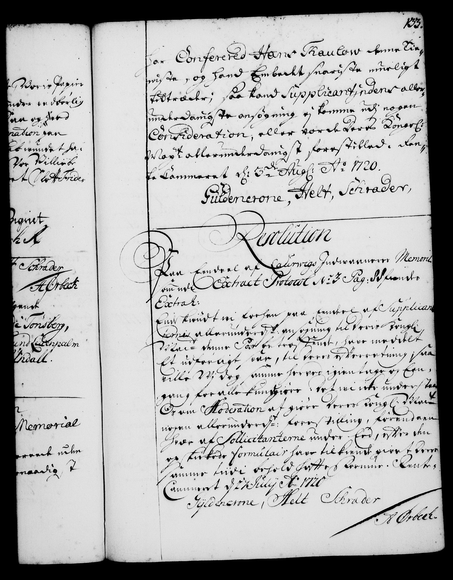 Rentekammeret, Kammerkanselliet, RA/EA-3111/G/Gg/Gga/L0001: Norsk ekspedisjonsprotokoll med register (merket RK 53.1), 1720-1723, p. 133