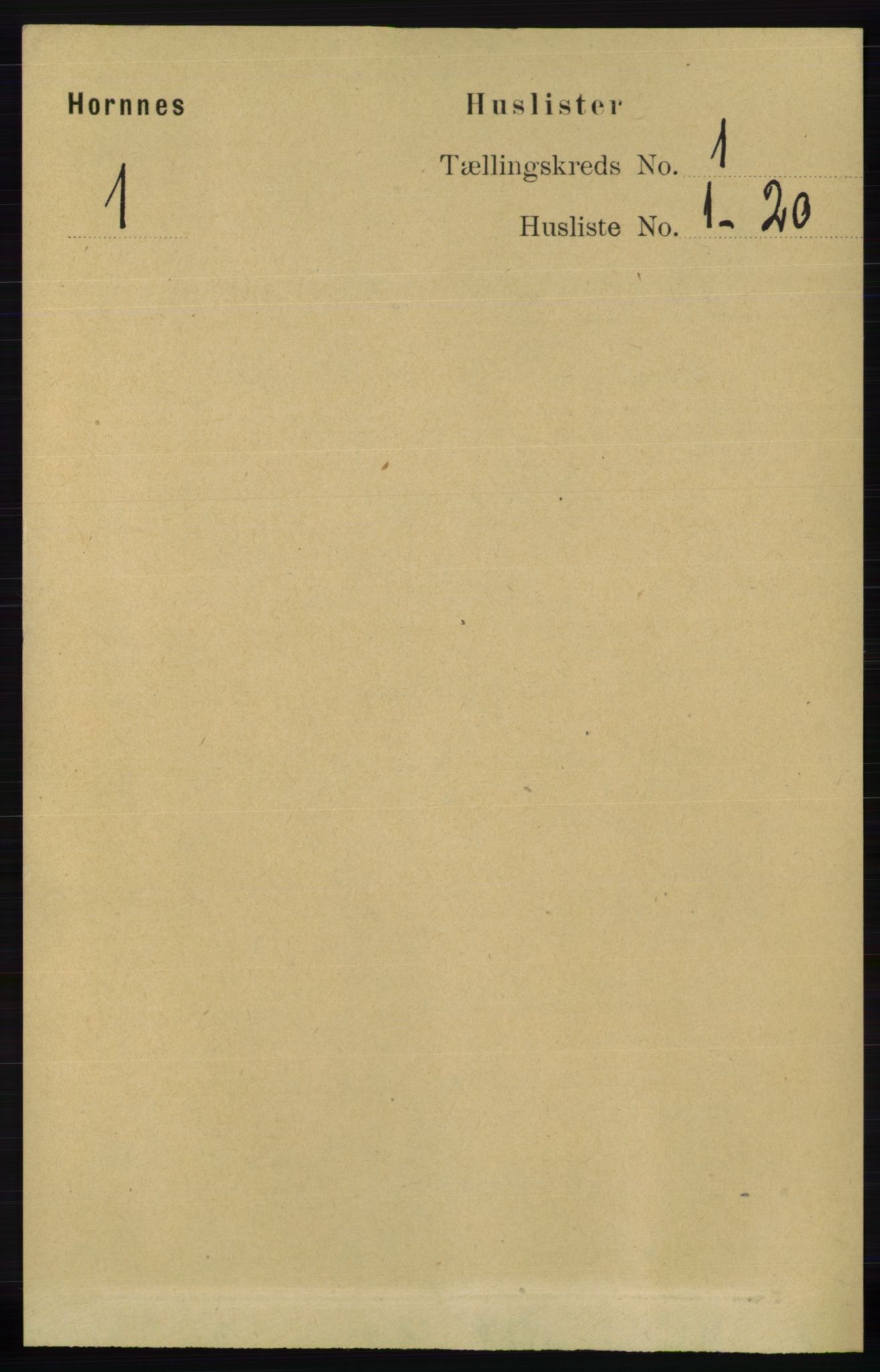 RA, 1891 census for 0936 Hornnes, 1891, p. 15
