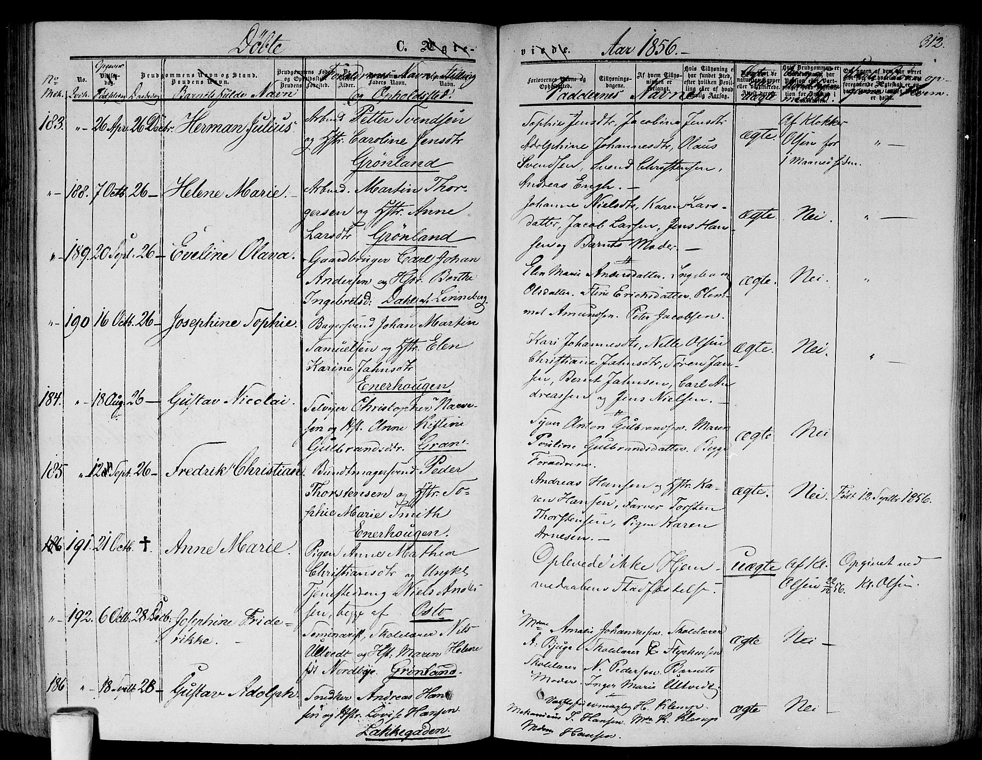 Gamlebyen prestekontor Kirkebøker, AV/SAO-A-10884/F/Fa/L0004: Parish register (official) no. 4, 1850-1857, p. 312