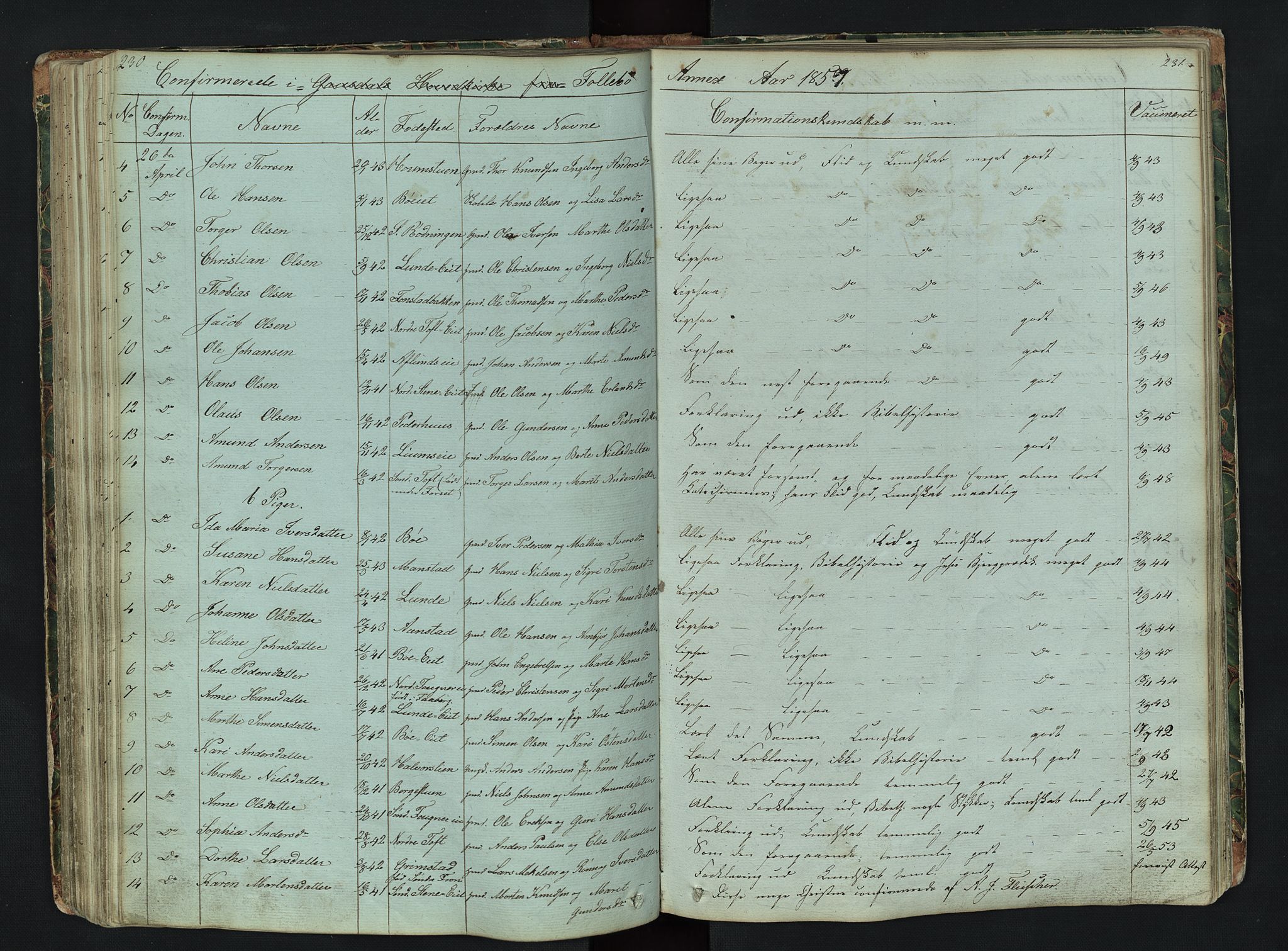 Gausdal prestekontor, SAH/PREST-090/H/Ha/Hab/L0006: Parish register (copy) no. 6, 1846-1893, p. 230-231